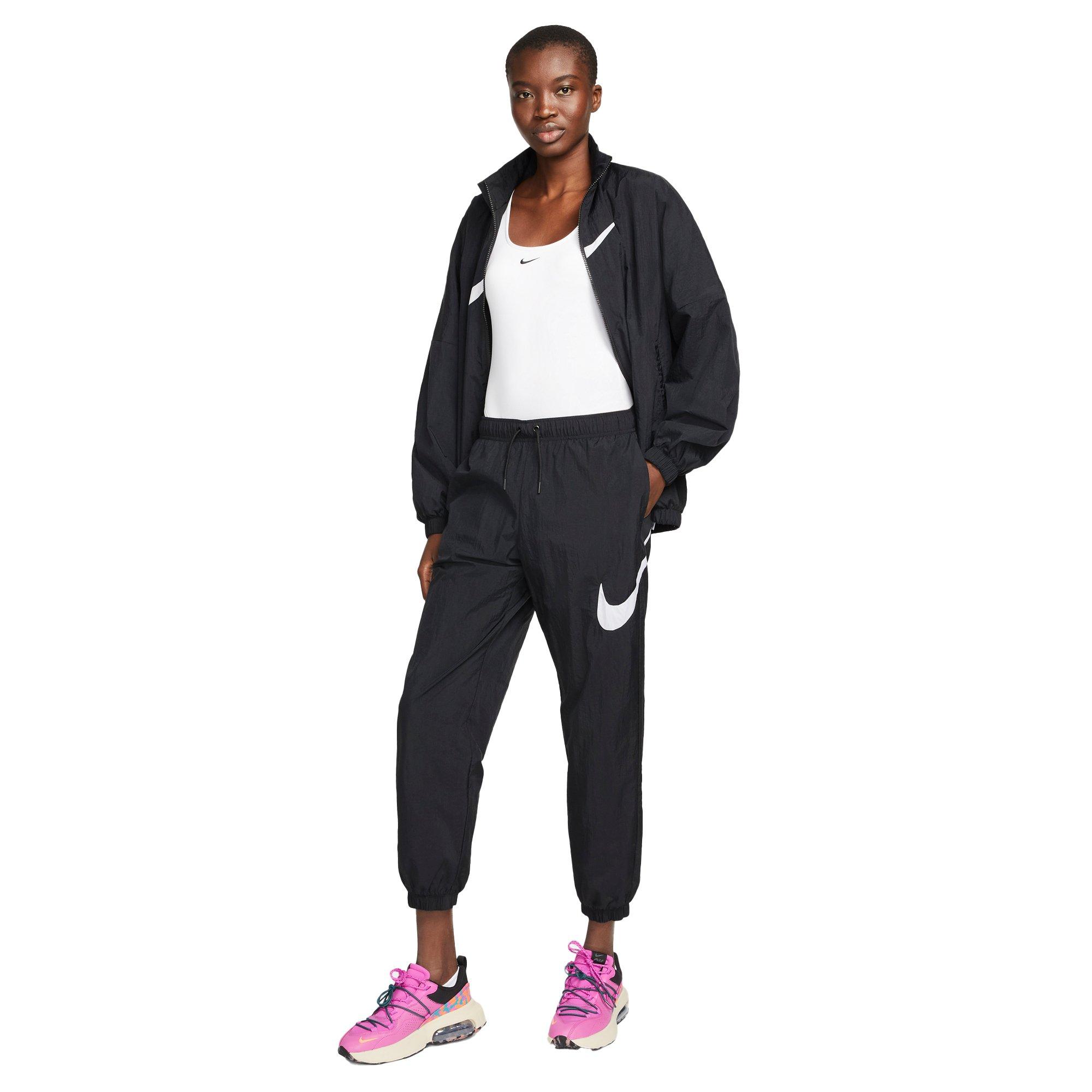 Nike Women's Sportswear Essential Easy Woven Mid-Rise Pants - BLACK Thumbnail View 3