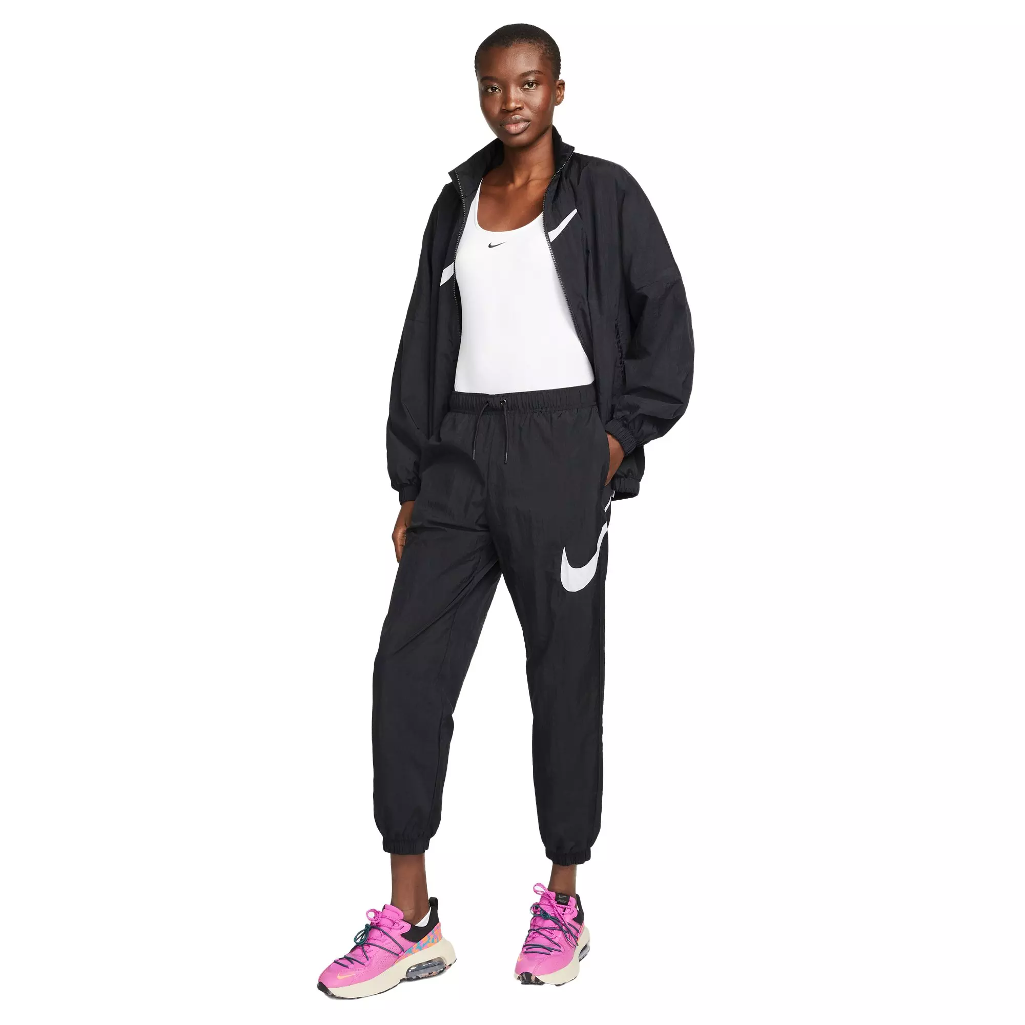 Nike Women's Sportswear Essential Easy Woven Mid-Rise Pants - BLACK