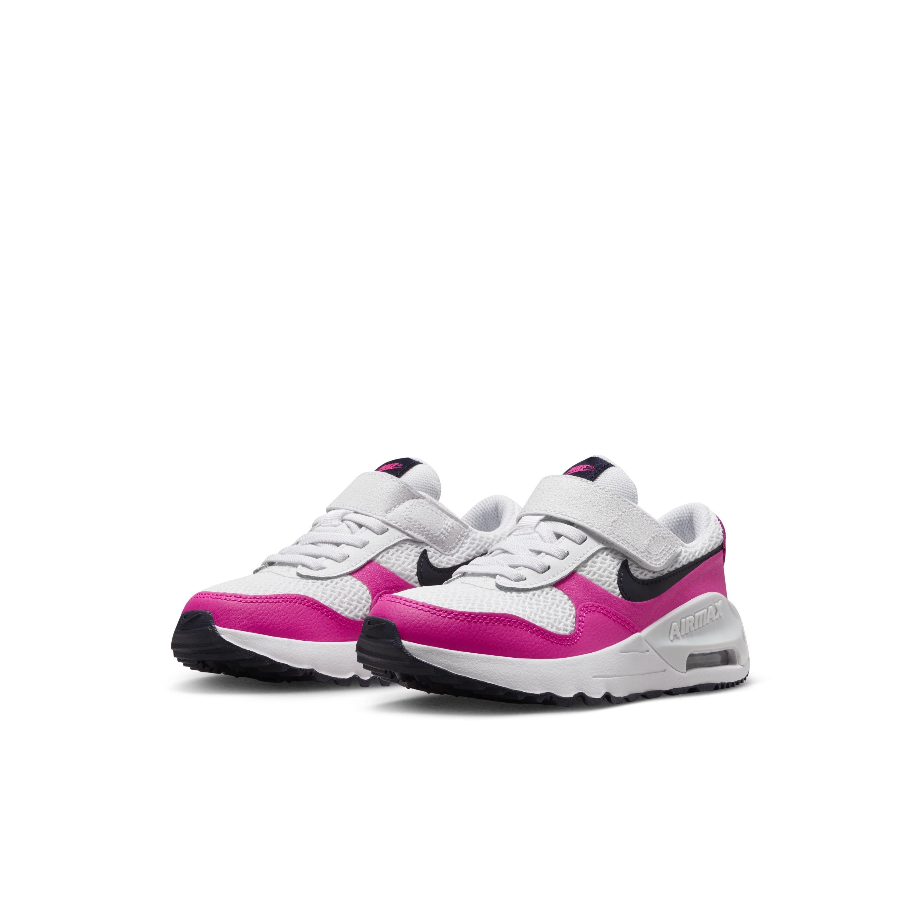 Nike Air Max SYSTM "White/Obsidian/Fierce Pink/Pure Platinum" Preschool Girls' Shoe - WHITE/OBSIDIAN/PINK/PLATINUM Thumbnail View 3