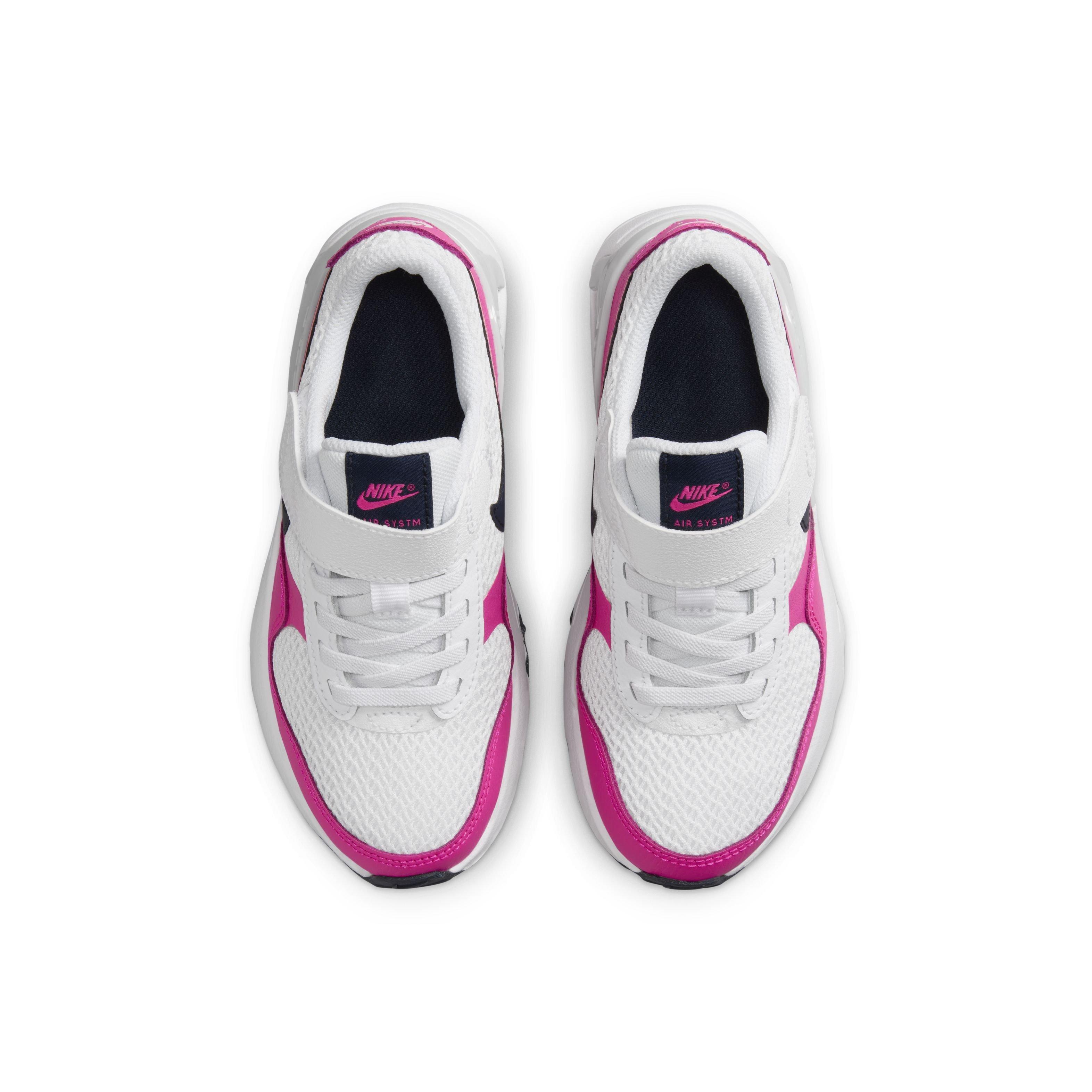 Nike Air Max SYSTM "White/Obsidian/Fierce Pink/Pure Platinum" Preschool Girls' Shoe - WHITE/OBSIDIAN/PINK/PLATINUM Thumbnail View 4