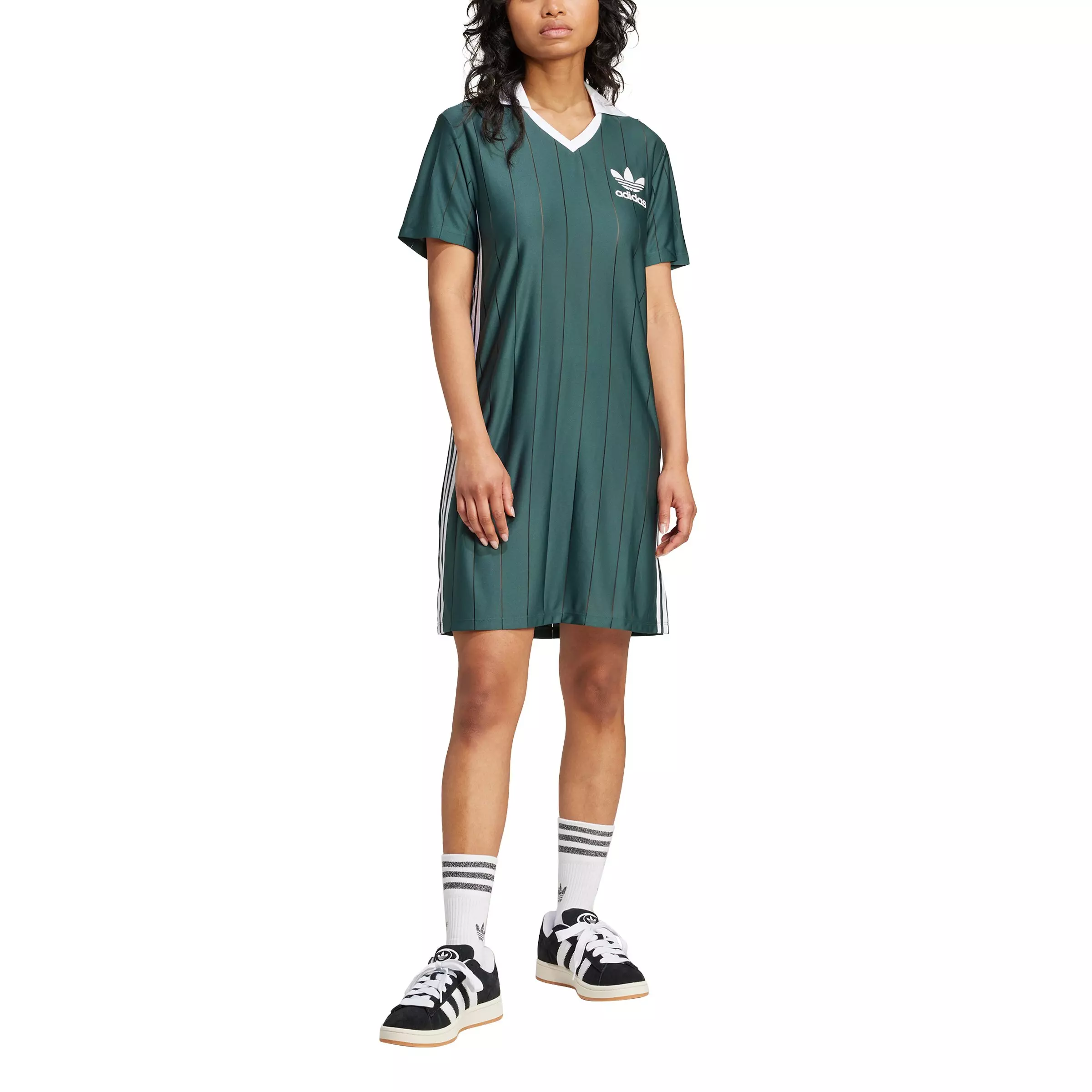 adidas Originals Women's Adicolor 3-Stripes Pinstripe Dress -Green - GREEN