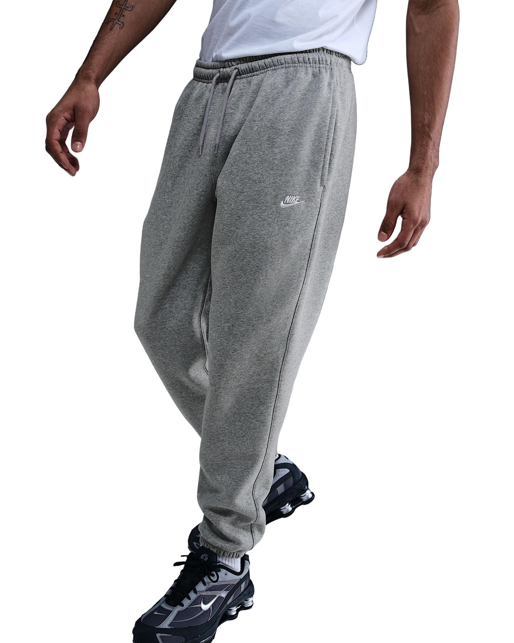Nike Men's Club Cuffed Brushed Fleece Pants - Grey - GREY Thumbnail View 1