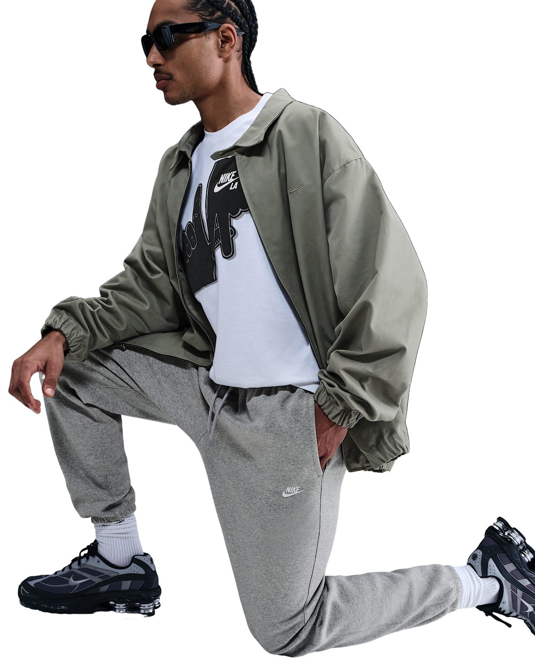 Nike Men's Club Cuffed Brushed Fleece Pants - Grey - GREY Thumbnail View 3