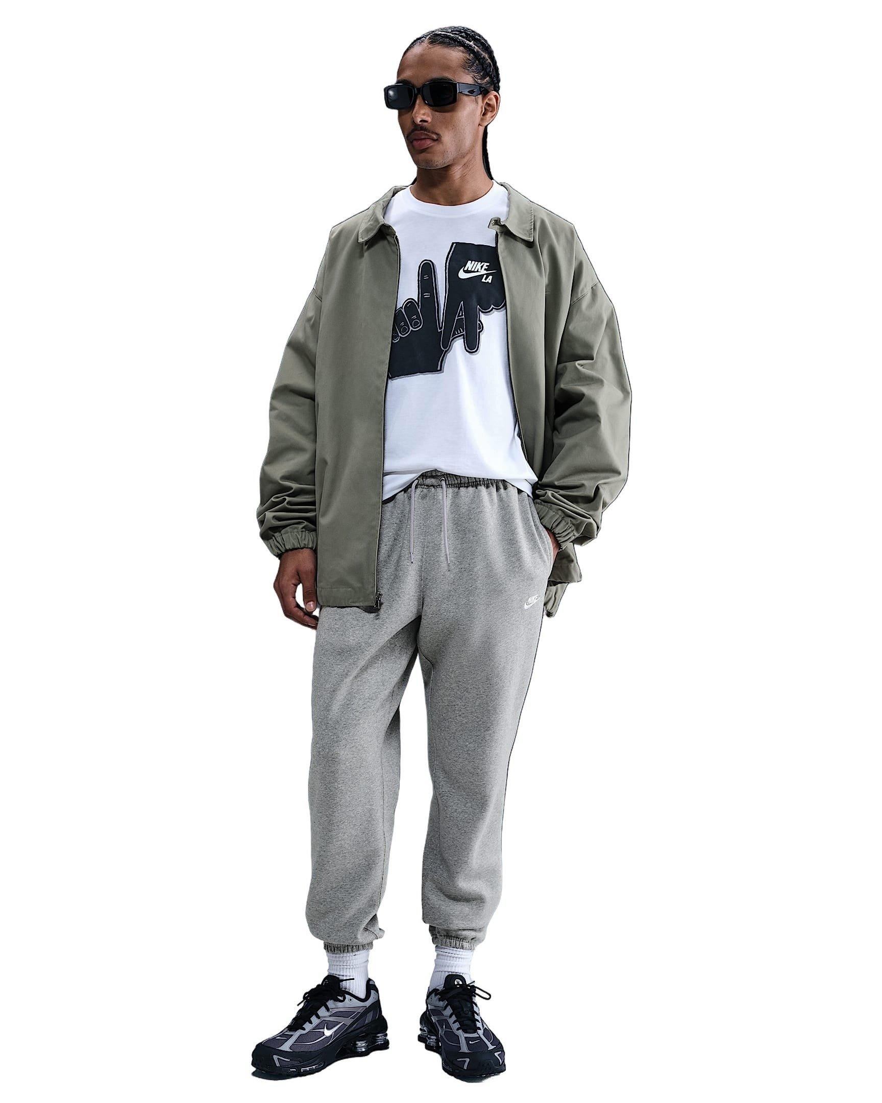 Nike Men's Club Cuffed Brushed Fleece Pants - Grey - GREY Thumbnail View 4