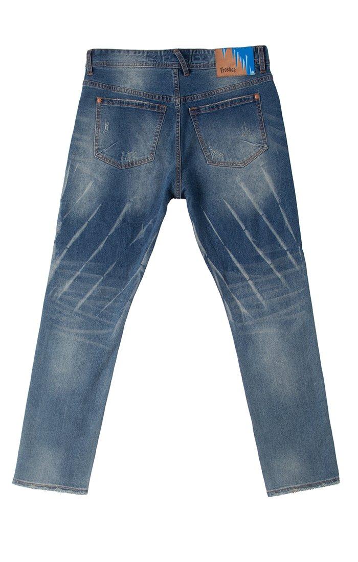 Frostiez Men's Throttle Dark Blue Wash Relaxed Fit Denim Jeans - BLUE