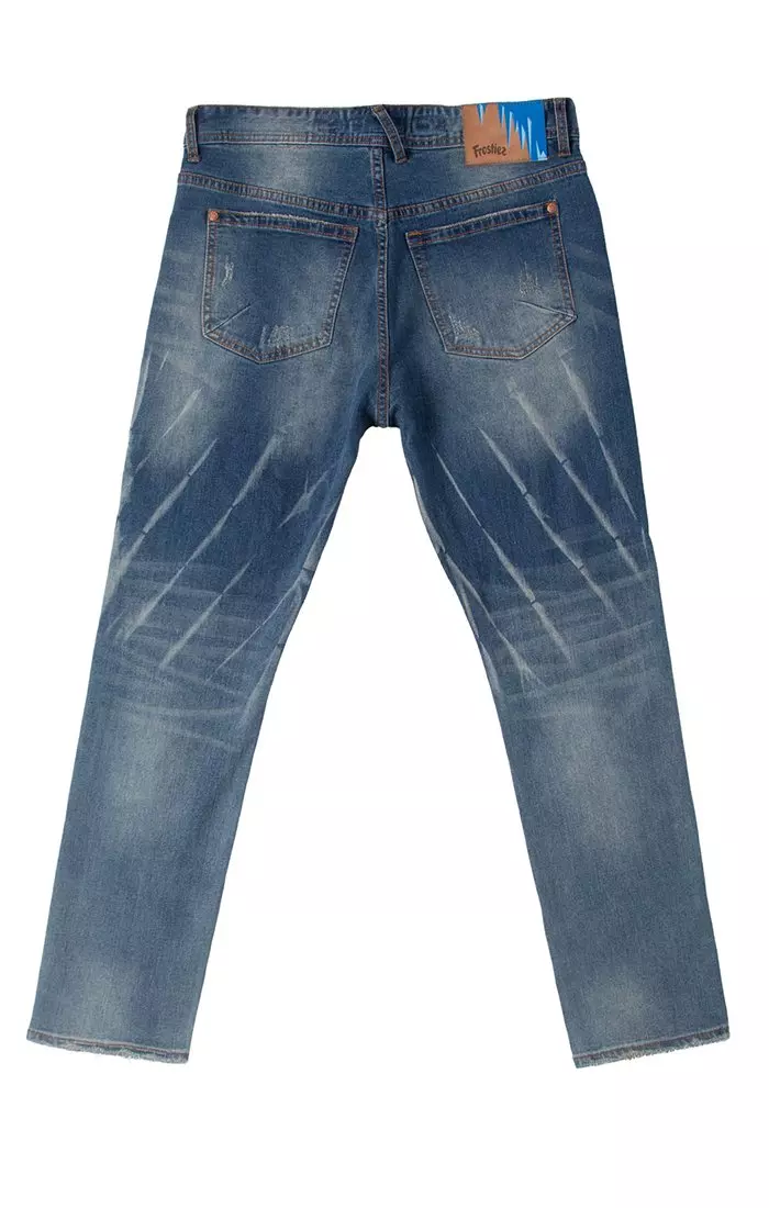 Frostiez Men's Throttle Dark Blue Wash Relaxed Fit Denim Jeans - BLUE