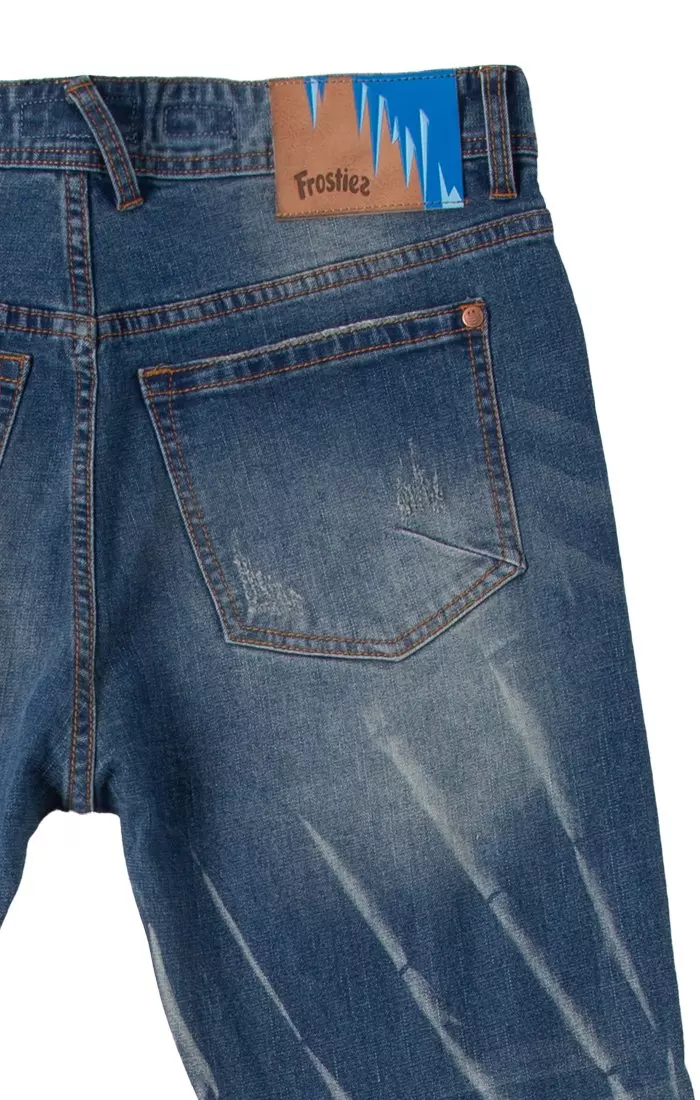 Frostiez Men's Throttle Dark Blue Wash Relaxed Fit Denim Jeans - BLUE