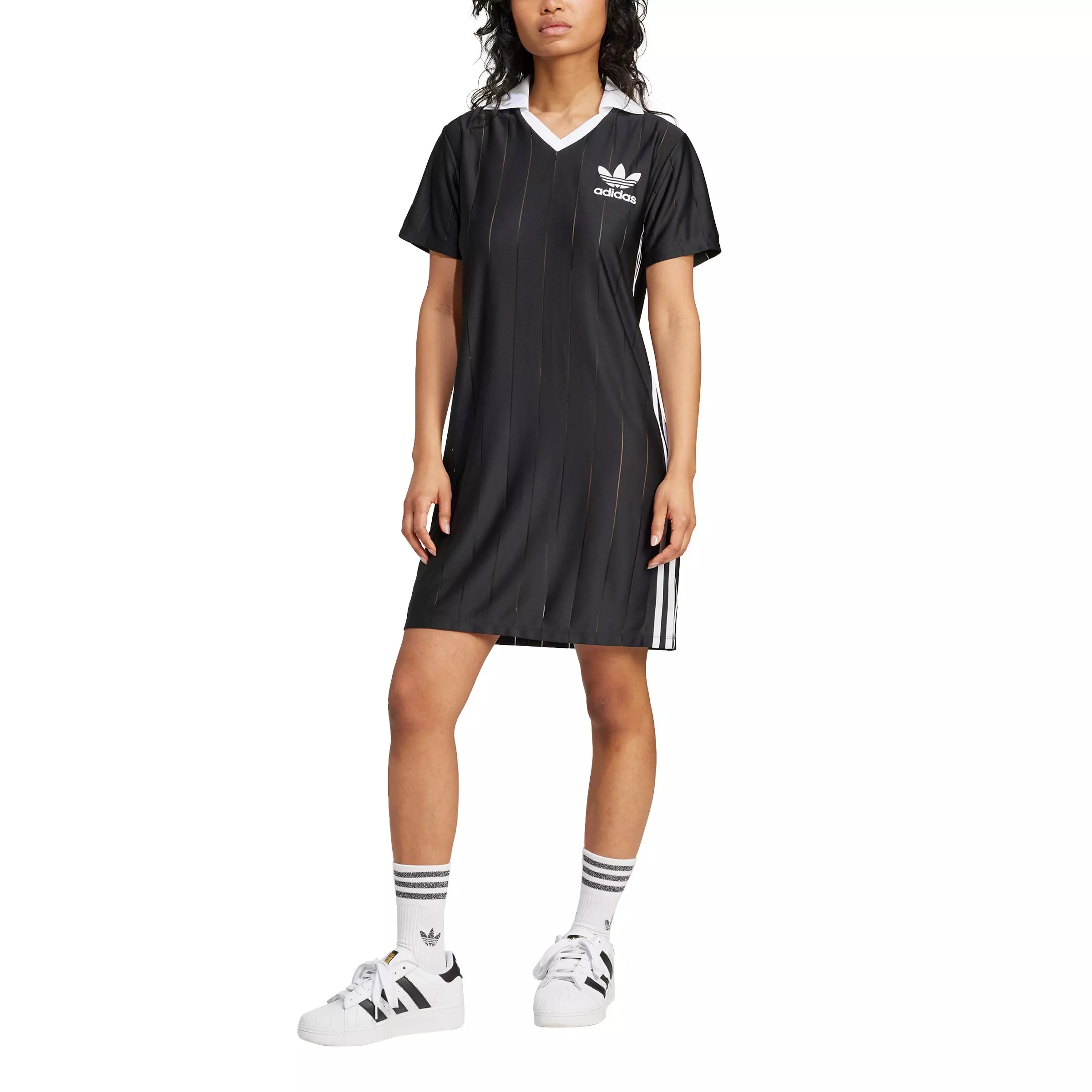 adidas Originals Women's Adicolor 3-Stripes Pinstripe Dress -Black - BLACK