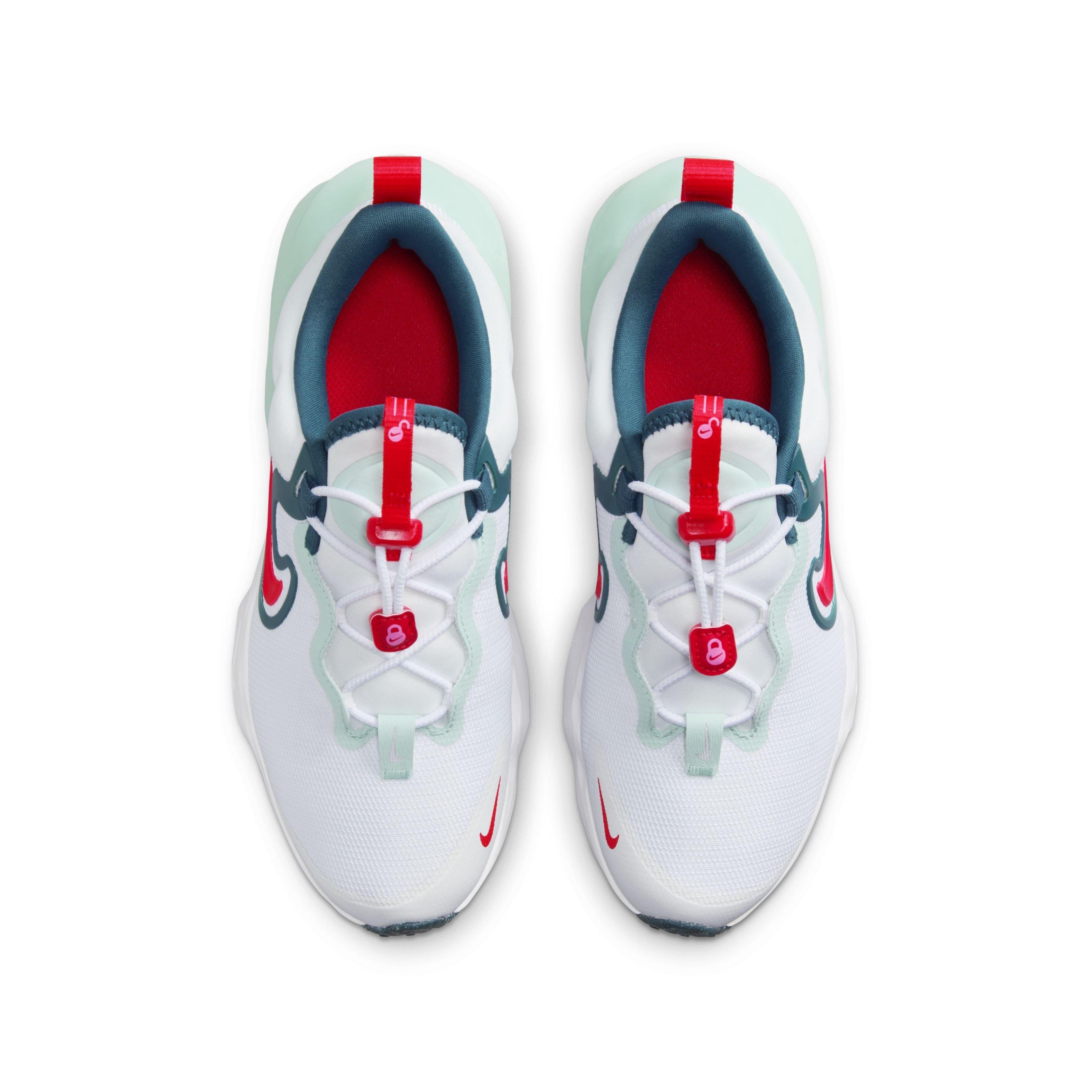 Nike Run Flow "White/Siren Red/Jade Ice/Geode Teal" Grade School Girls' Running Shoe - WHITE/RED/JADE/TEAL Thumbnail View 4