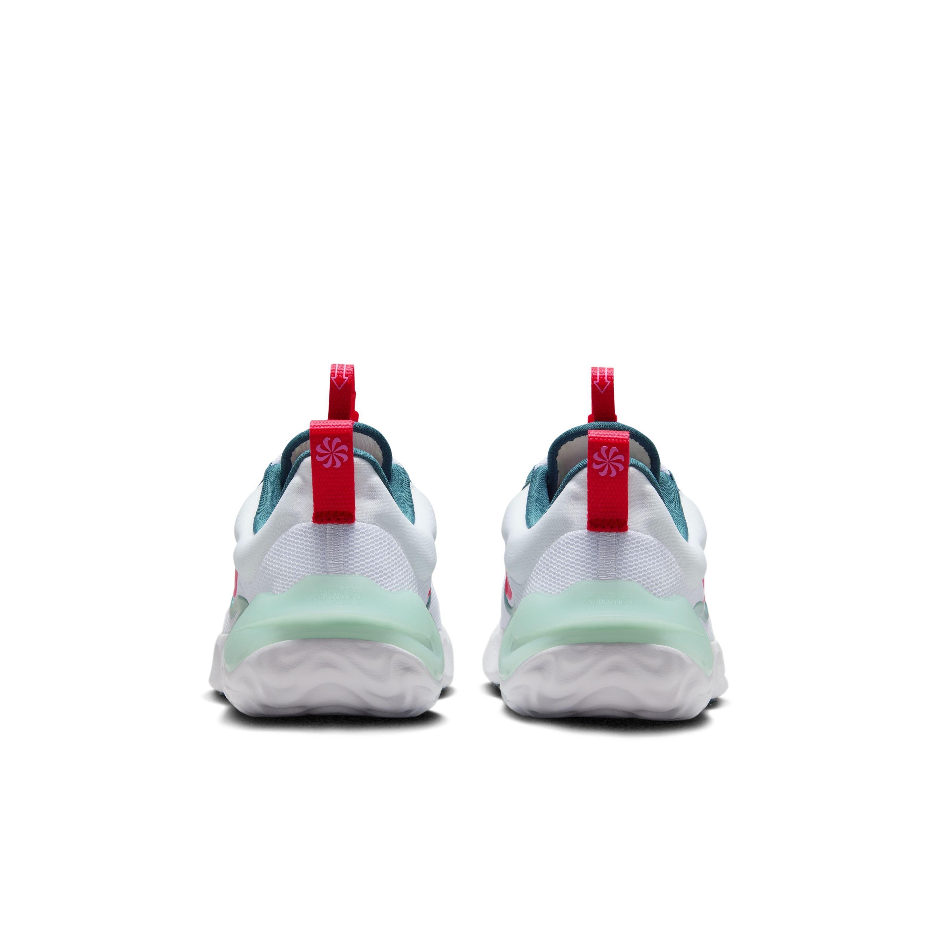 Nike Run Flow "White/Siren Red/Jade Ice/Geode Teal" Grade School Girls' Running Shoe - WHITE/RED/JADE/TEAL Thumbnail View 5