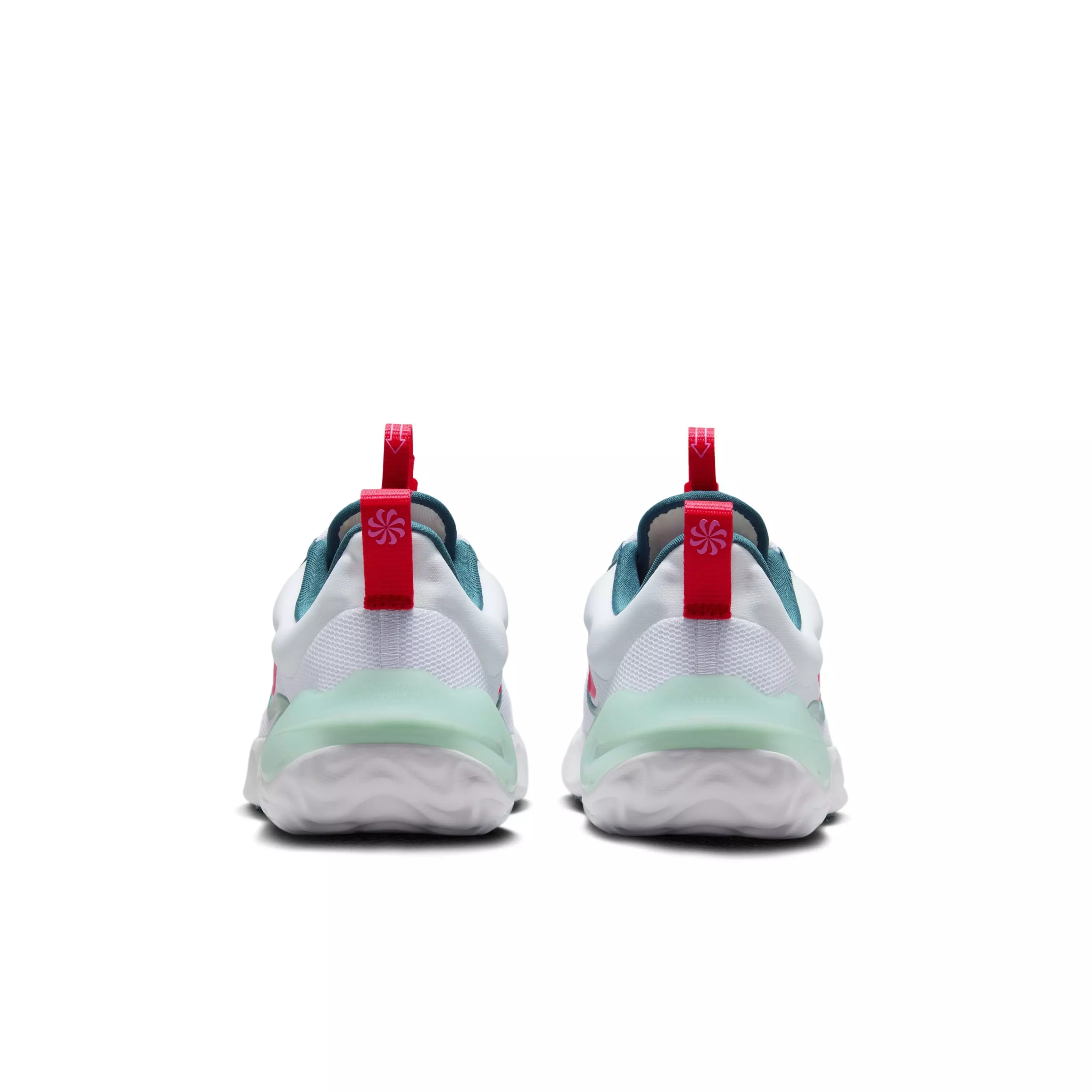 Nike Run Flow "White/Siren Red/Jade Ice/Geode Teal" Grade School Girls' Running Shoe - WHITE/RED/JADE/TEAL