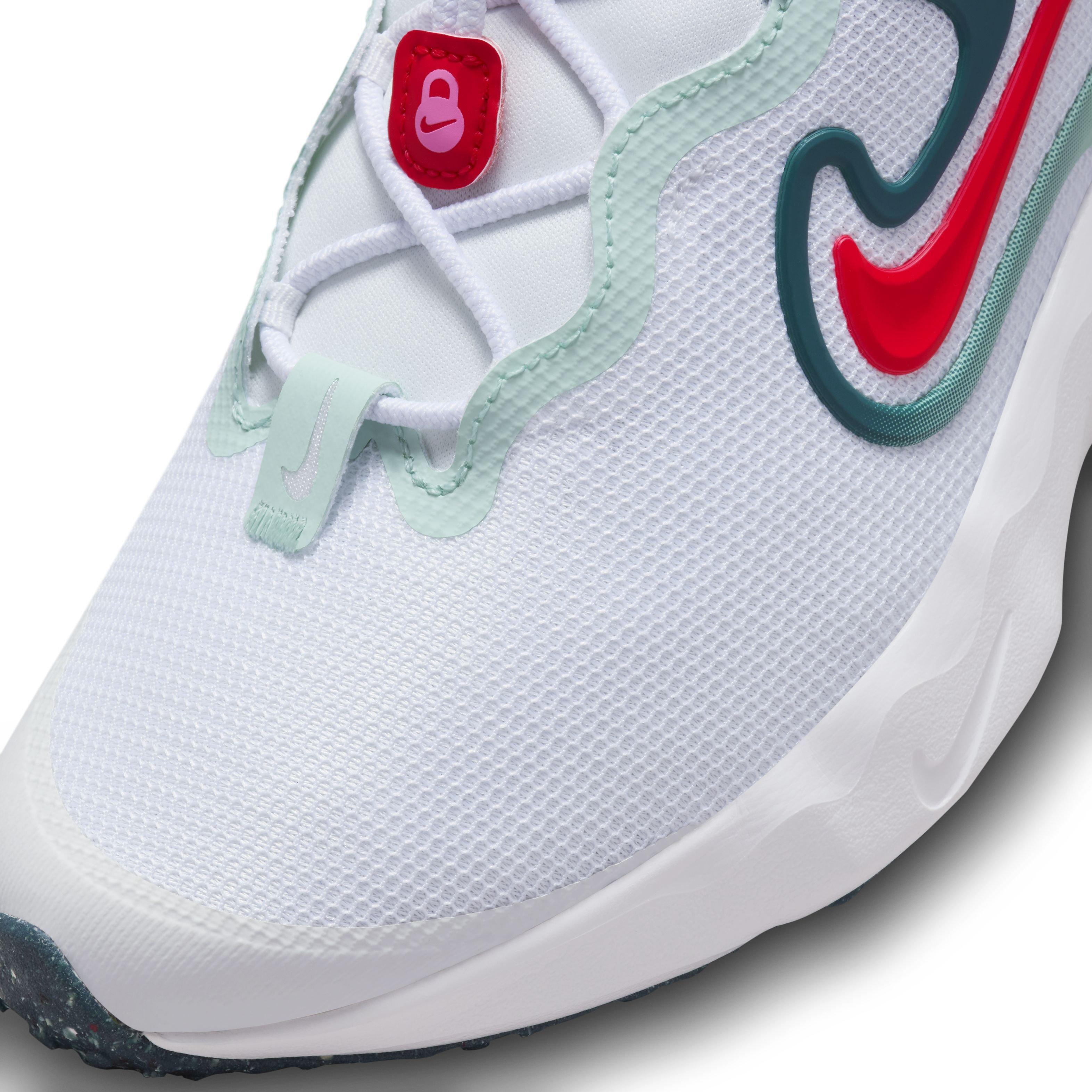 Nike Run Flow "White/Siren Red/Jade Ice/Geode Teal" Grade School Girls' Running Shoe - WHITE/RED/JADE/TEAL Thumbnail View 7
