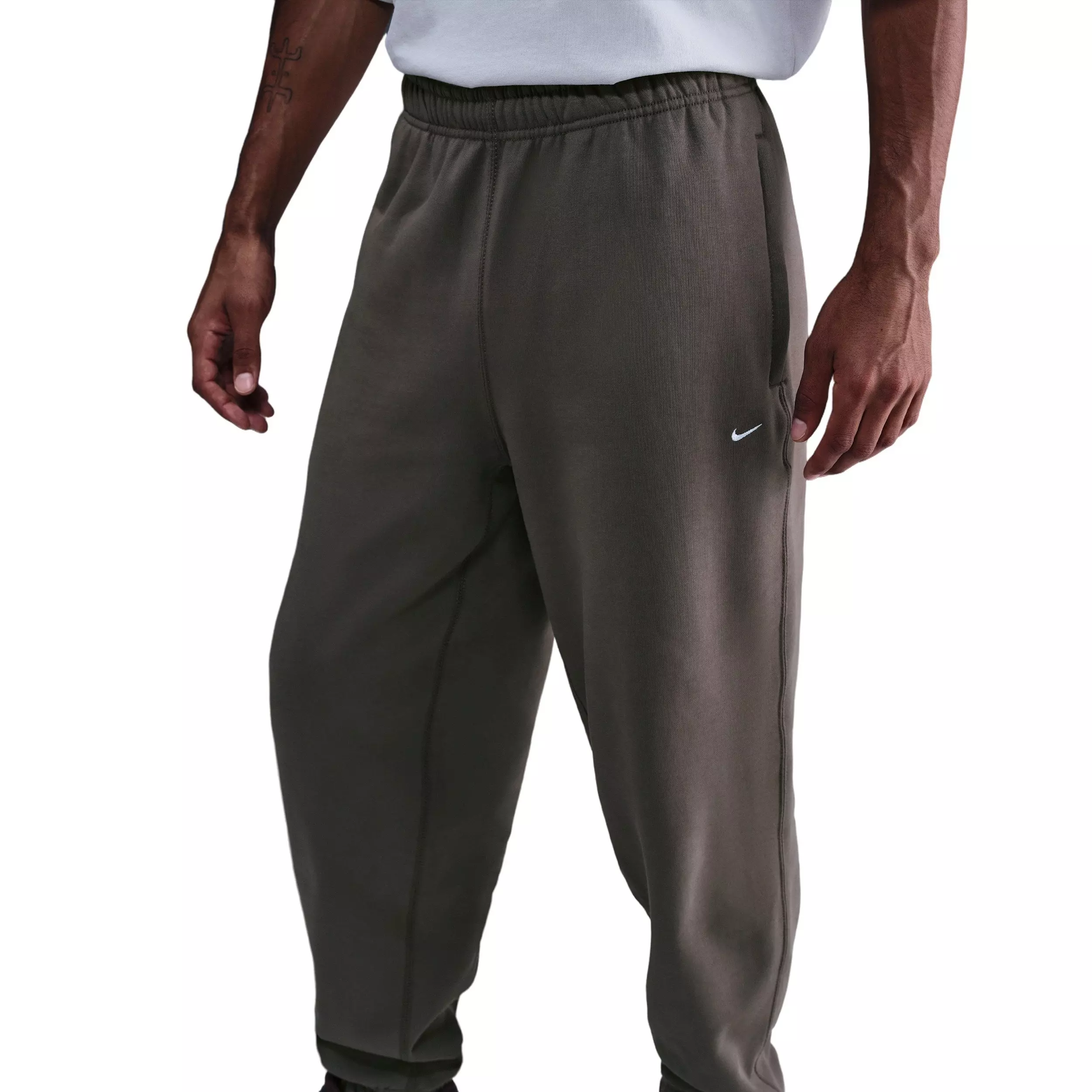 Nike Men's Solo Swoosh Cuffed Fleece Pants - GREY