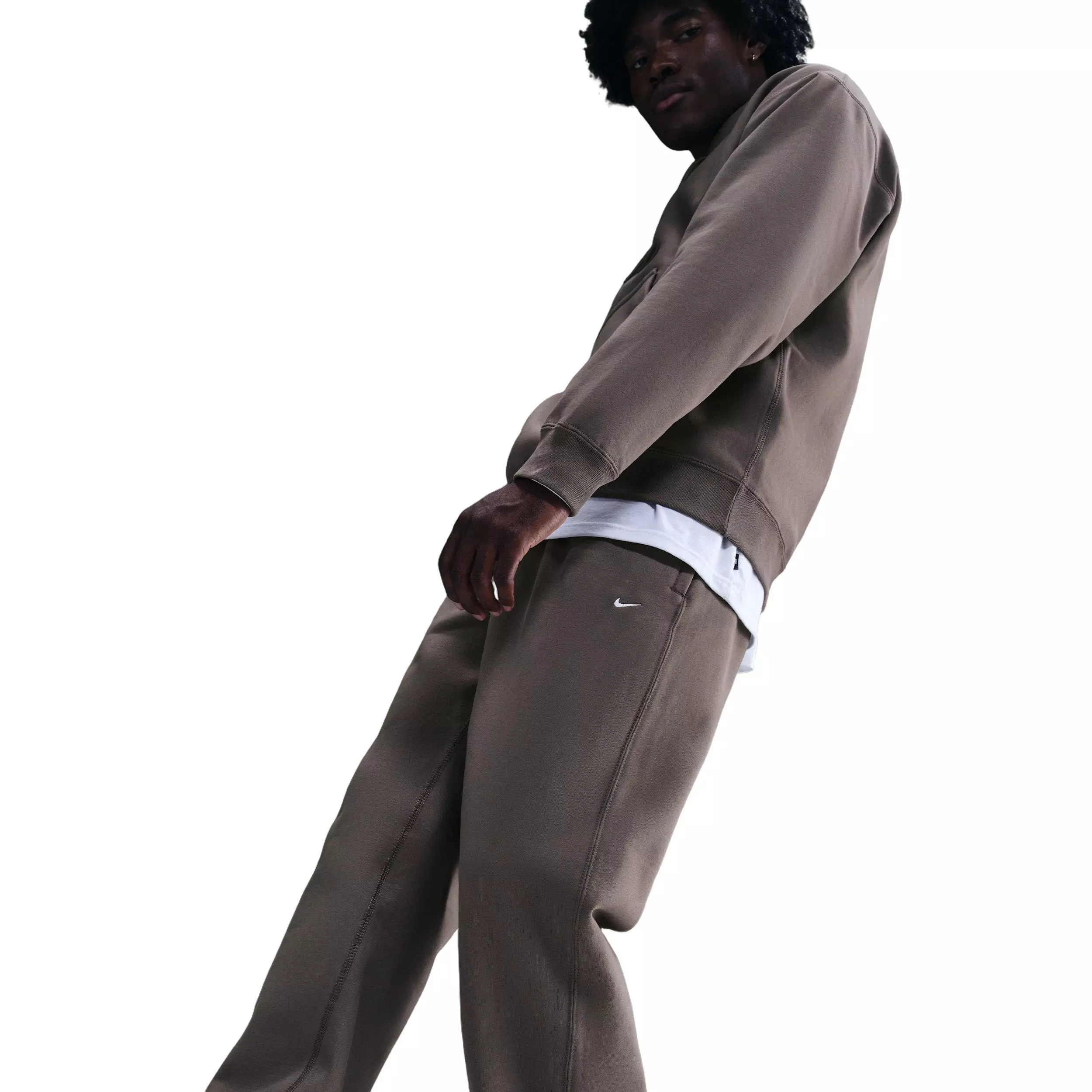 Nike Men's Solo Swoosh Fleece Open-Hem Pants - Grey - GREY
