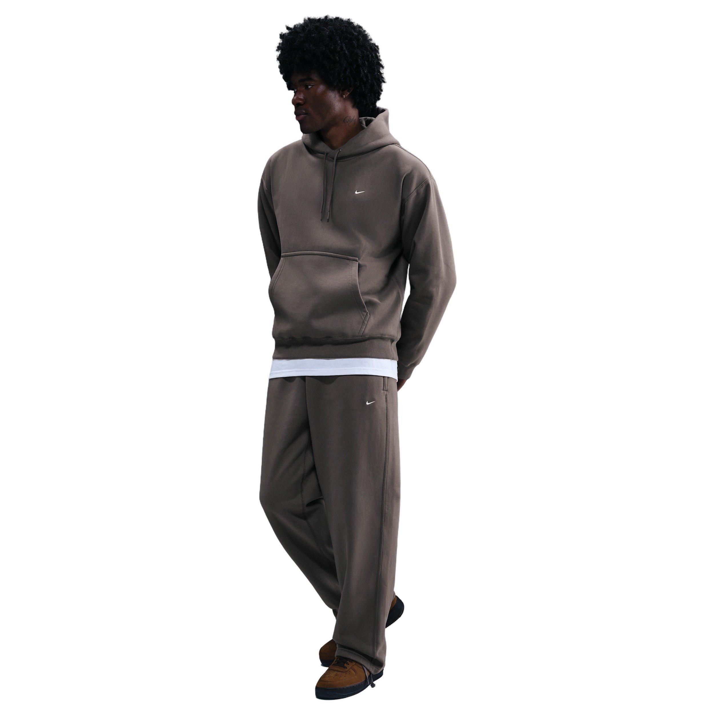 Nike Men's Solo Swoosh Fleece Open-Hem Pants - Grey - GREY Thumbnail View 5