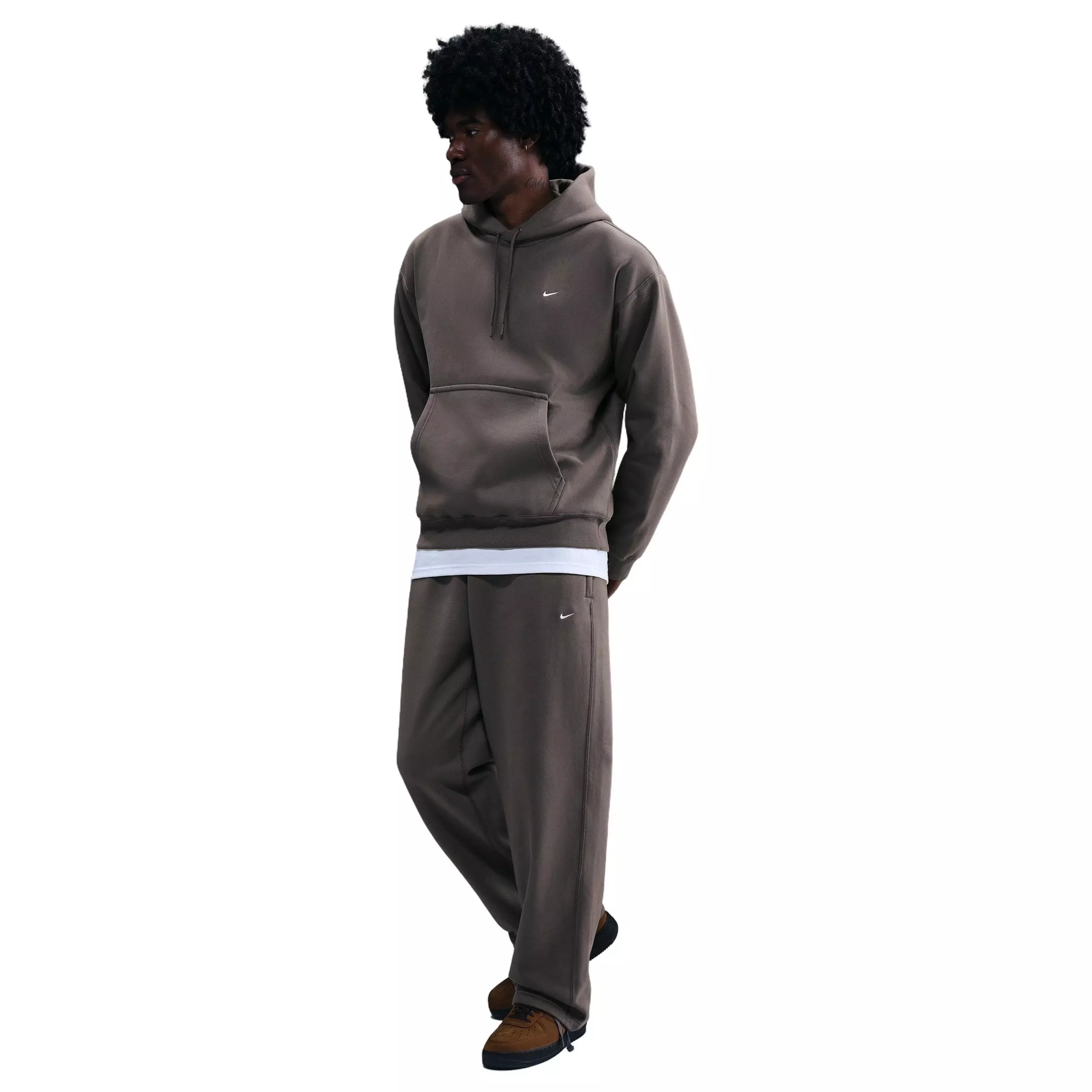Nike Men's Solo Swoosh Fleece Open-Hem Pants - Grey - GREY