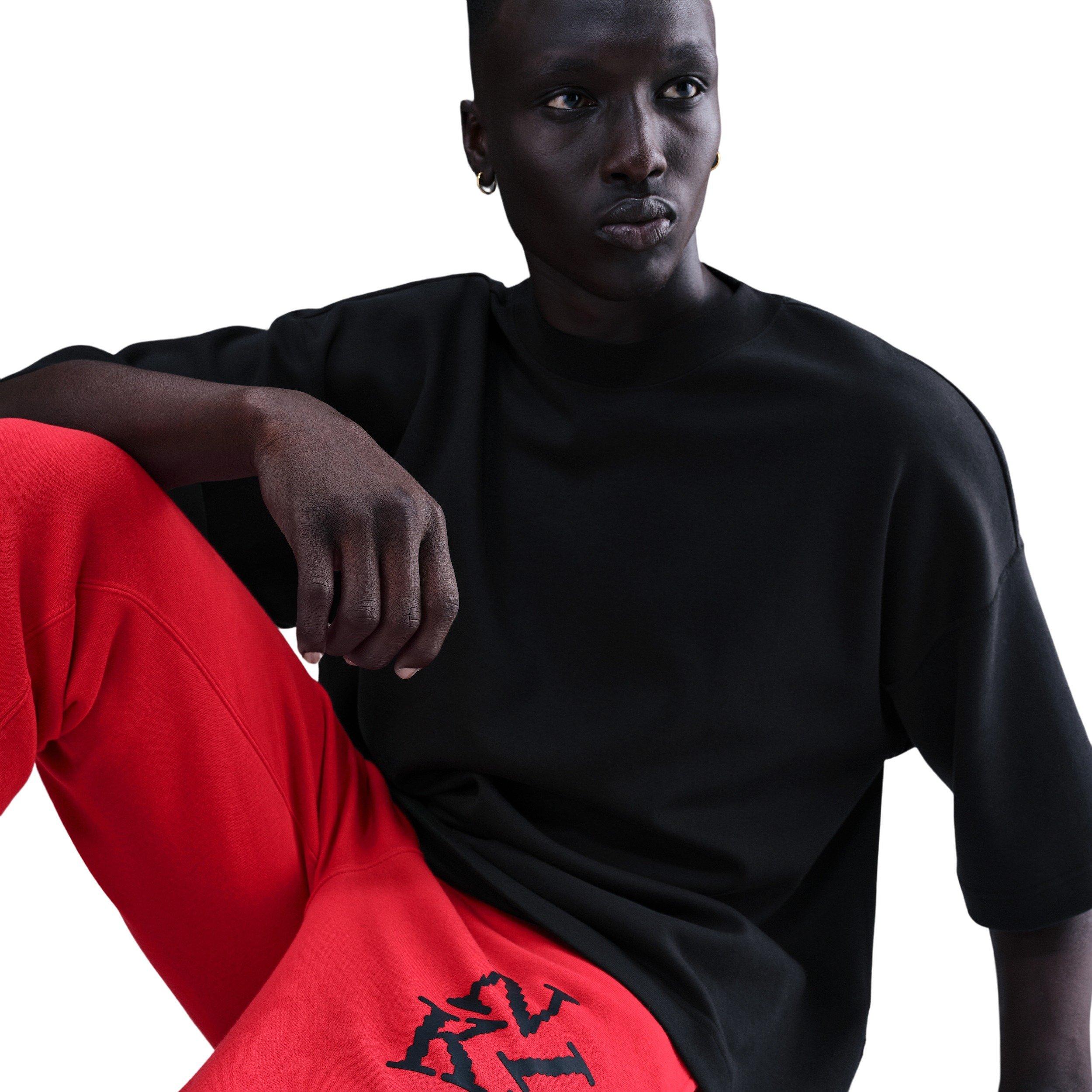 Nike Men's Sportswear Club Cuffed Fleece Joggers - RED Thumbnail View 3