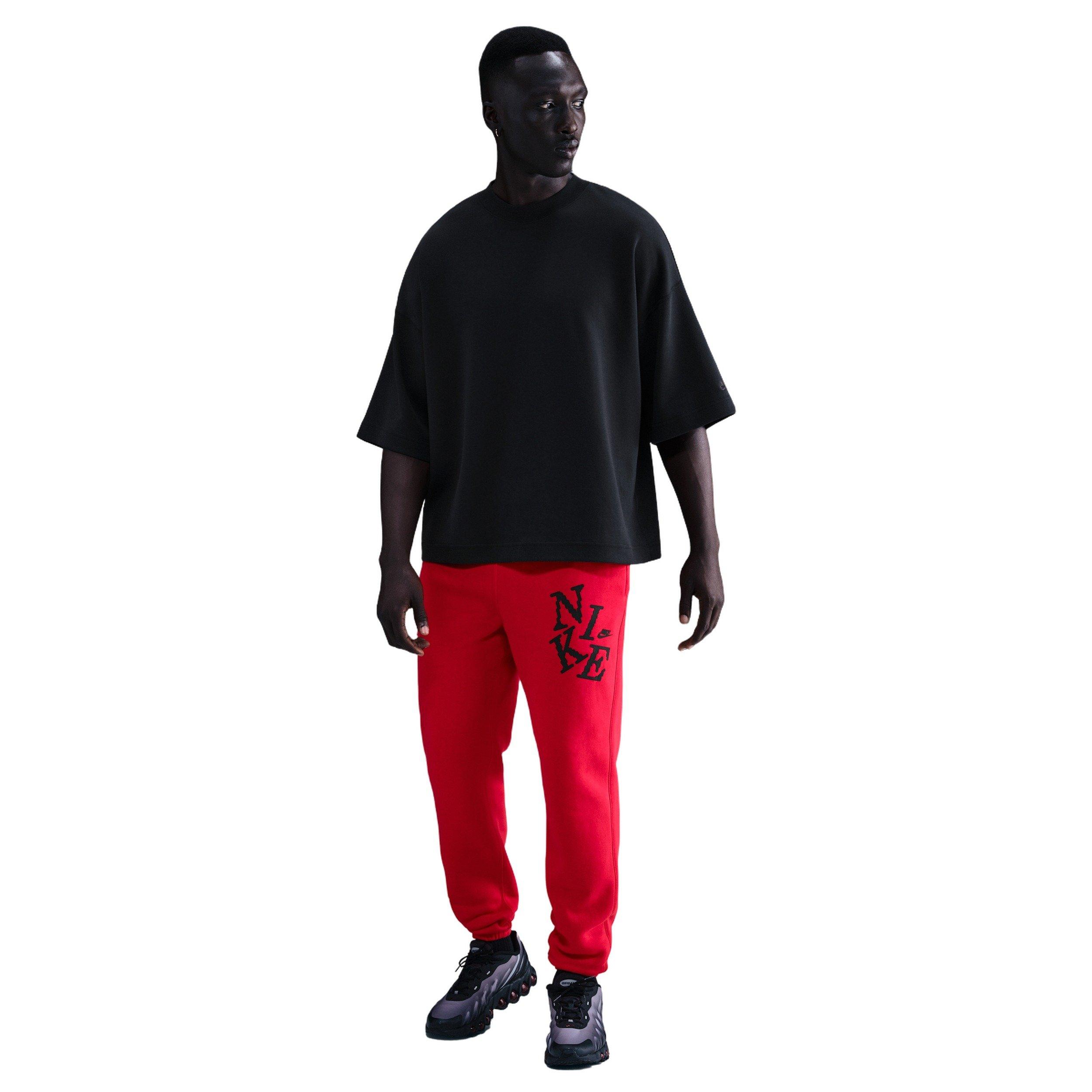 Nike Men's Sportswear Club Cuffed Fleece Joggers - RED Thumbnail View 4