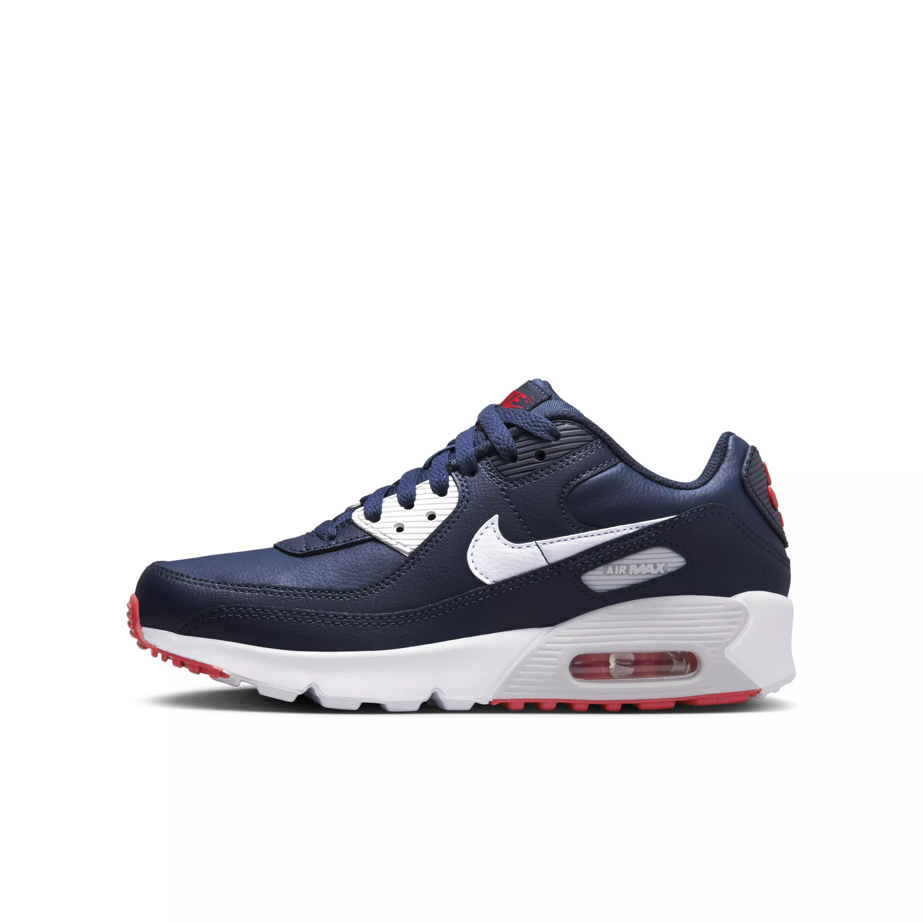 Nike Air Max 90 LTR "Obsidian/Midnight Navy/Track Red" Grade School Boys' Shoe - OBSIDIAN/NAVY/RED