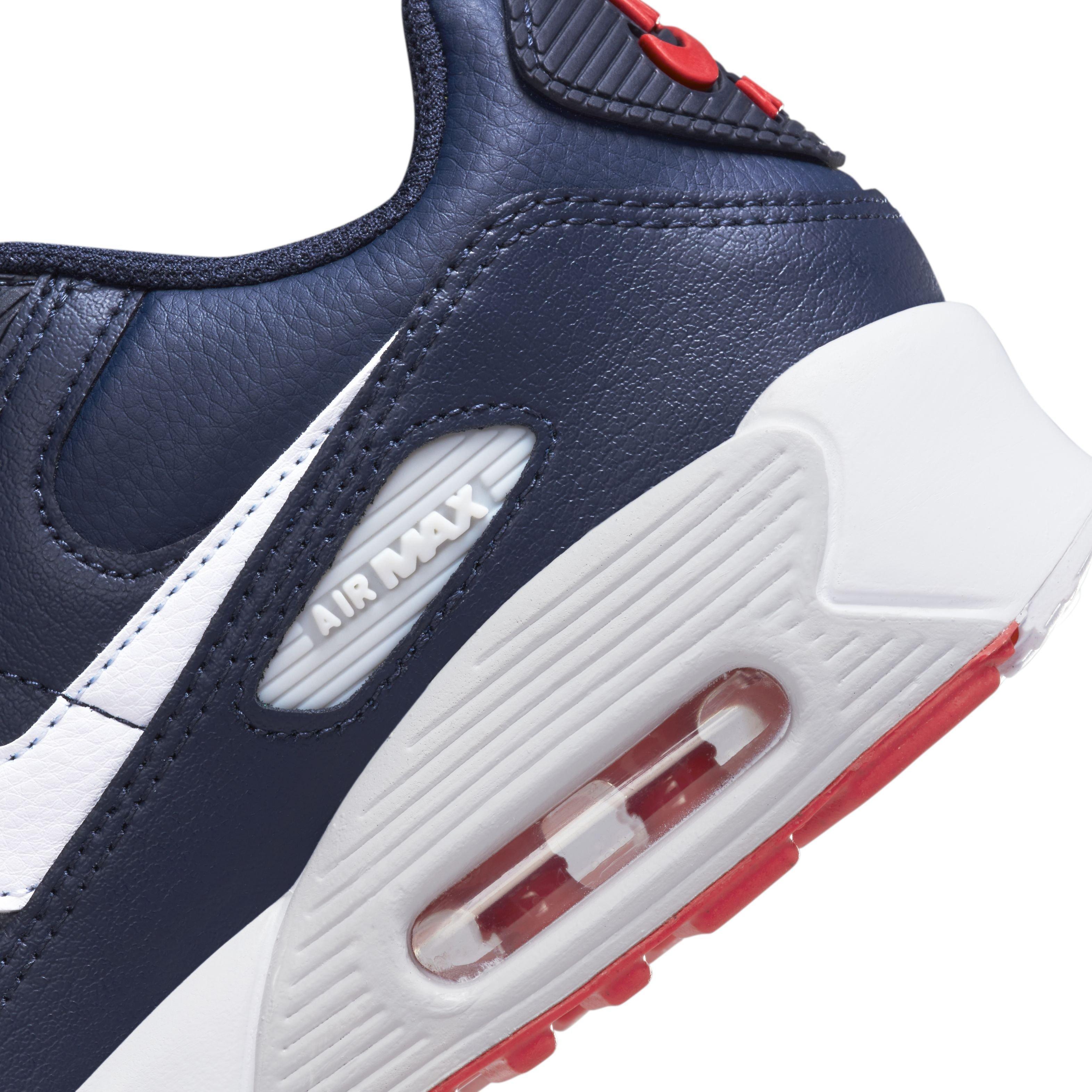 Nike Air Max 90 LTR "Obsidian/Midnight Navy/Track Red" Grade School Boys' Shoe - OBSIDIAN/NAVY/RED Thumbnail View 8
