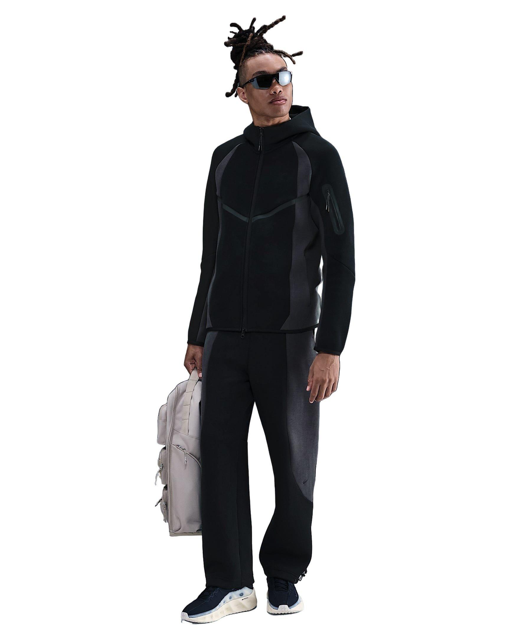 Nike Men's Tech Color-Block Open-Hem Fleece Pants - BLACK Thumbnail View 1