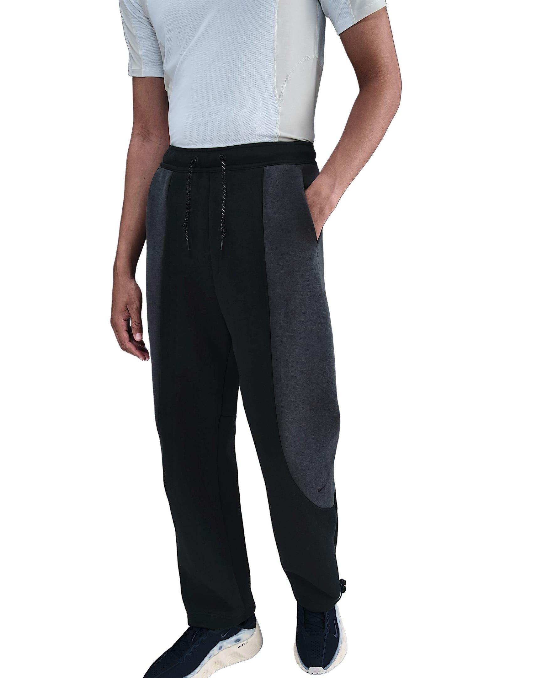 Nike Men's Tech Color-Block Open-Hem Fleece Pants - BLACK Thumbnail View 3