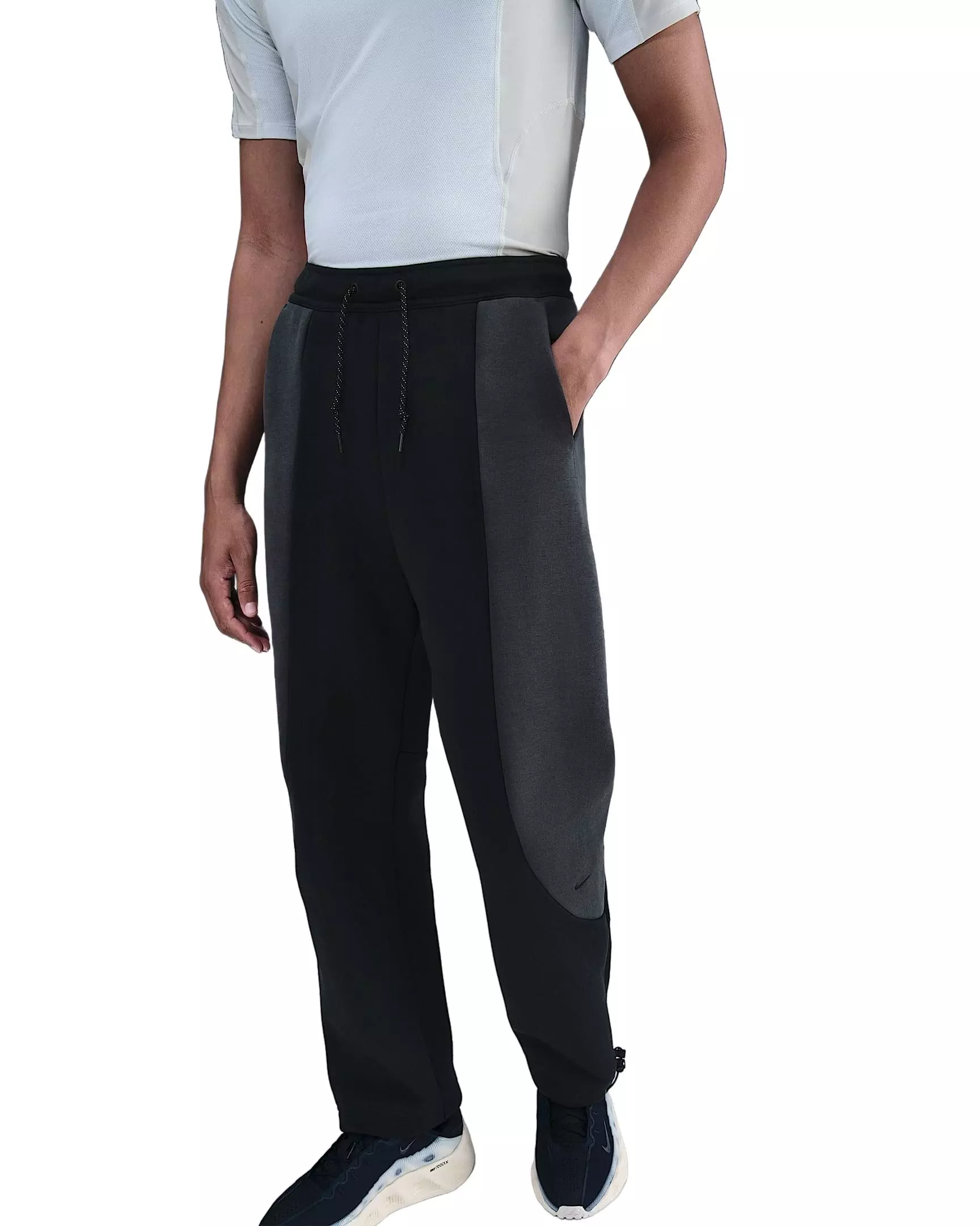 Nike Men's Tech Color-Block Open-Hem Fleece Pants - BLACK