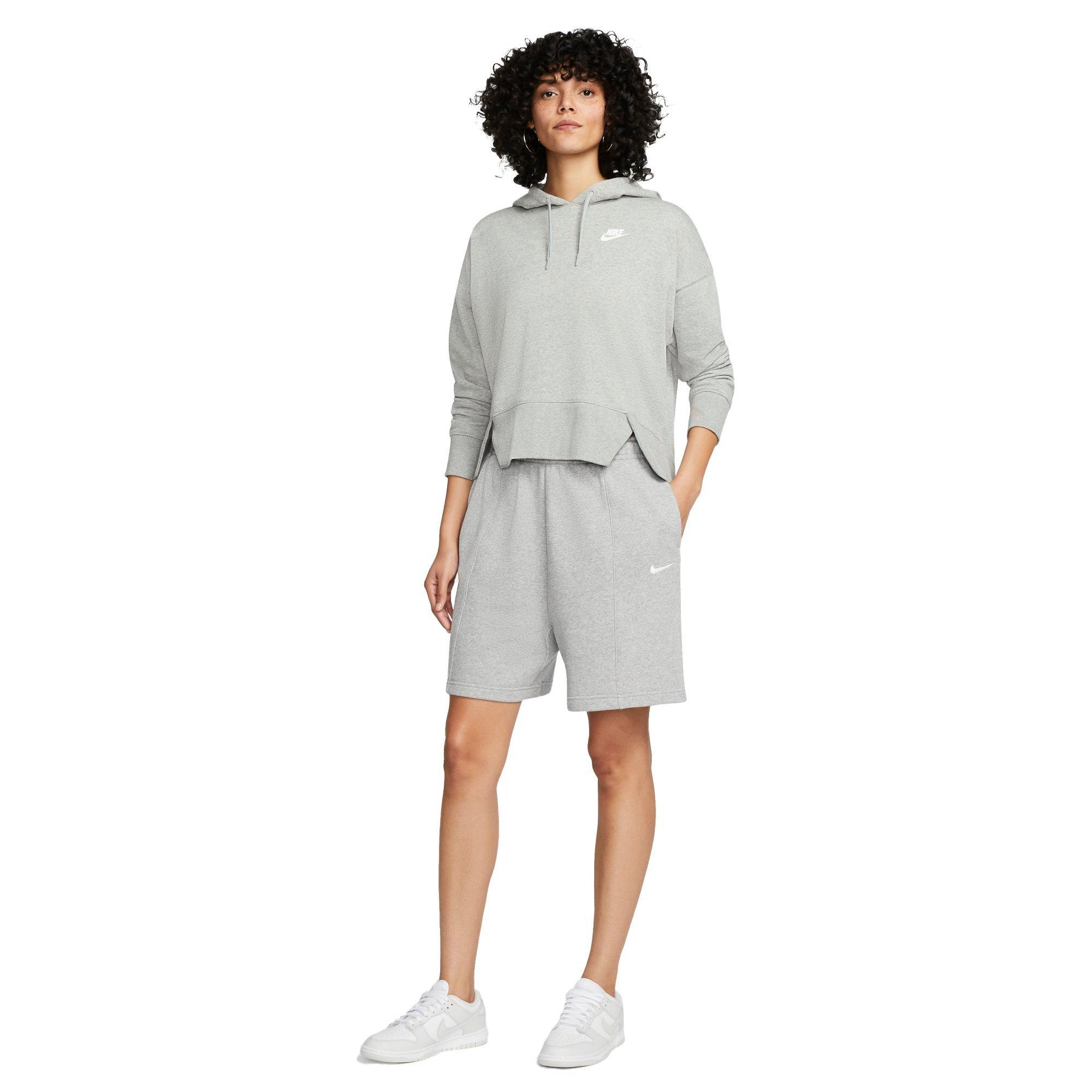 Nike Women's Sportswear Essential Collection Fleece High-Rise Shorts - GREY Thumbnail View 4