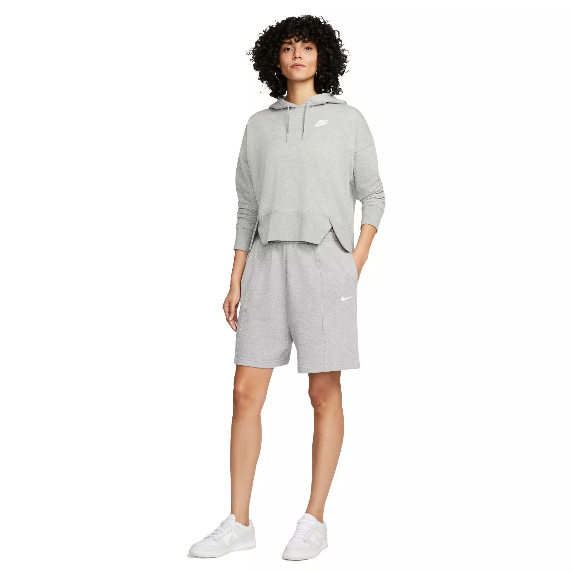 Nike Women's Sportswear Essential Collection Fleece High-Rise Shorts - GREY