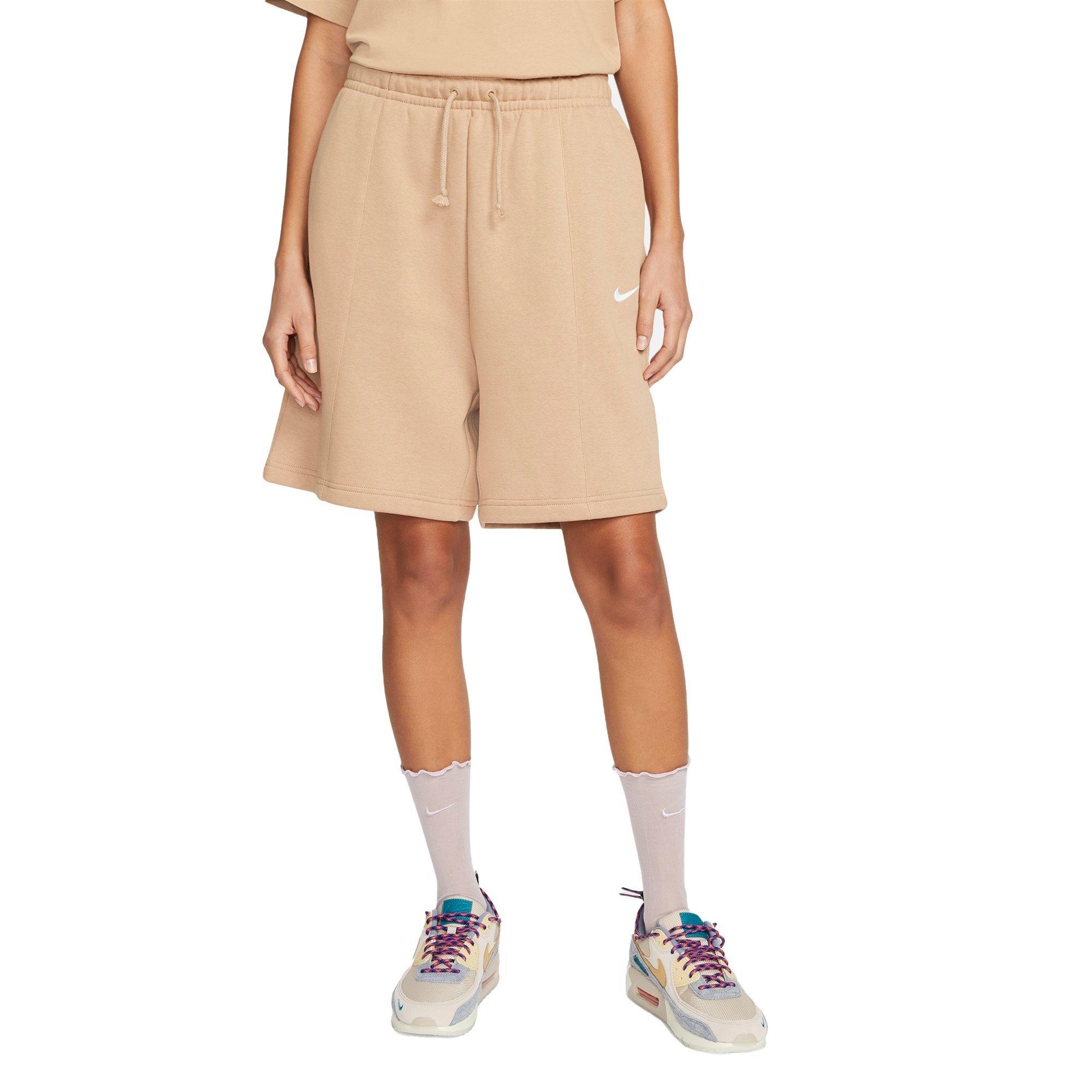 Nike Women's Sportswear Essential Collection Fleece High-Rise Shorts - BROWN Thumbnail View 1