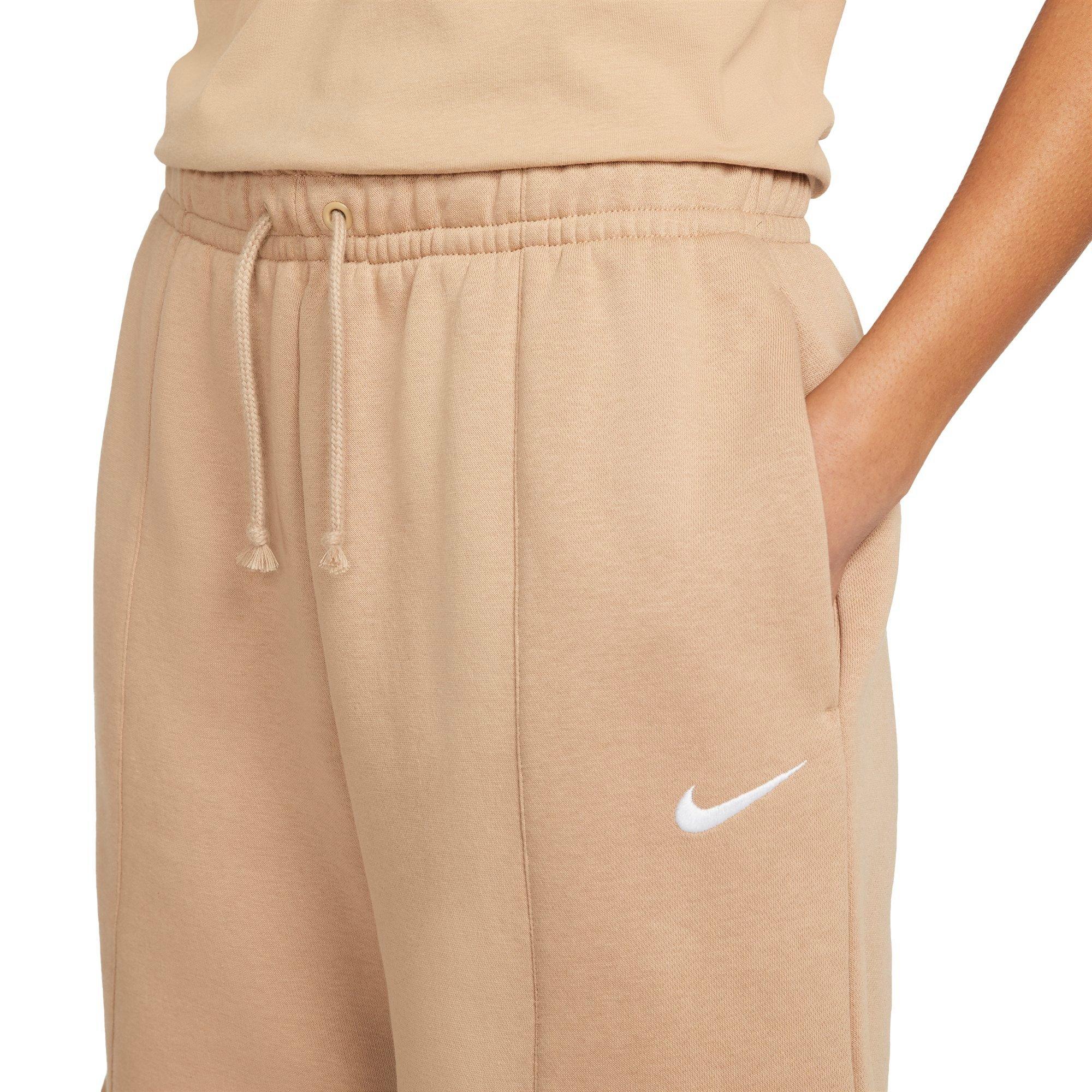 Nike Women's Sportswear Essential Collection Fleece High-Rise Shorts - BROWN Thumbnail View 4