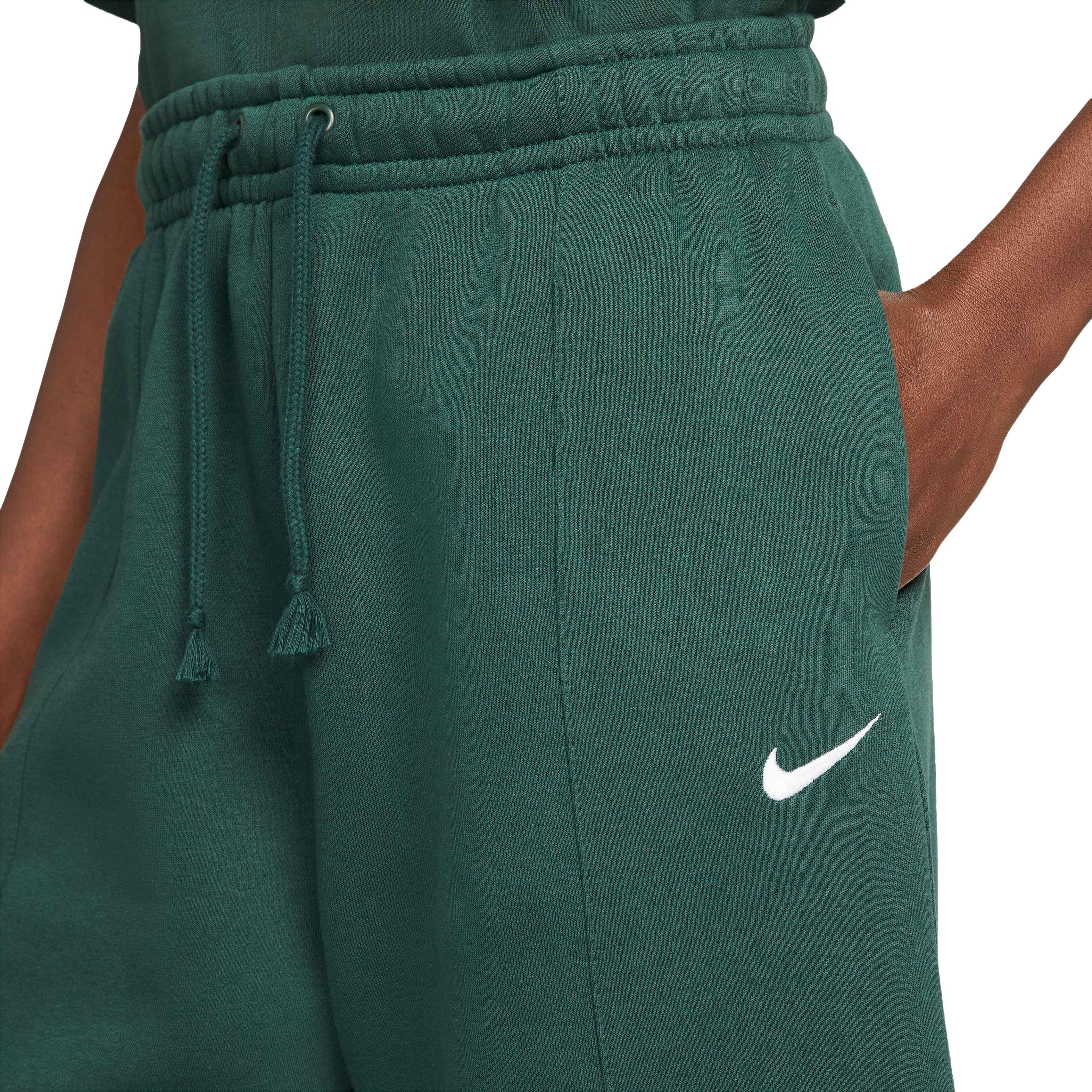 Nike Women's Sportswear Essential Collection Fleece High-Rise Shorts - GREEN Thumbnail View 4