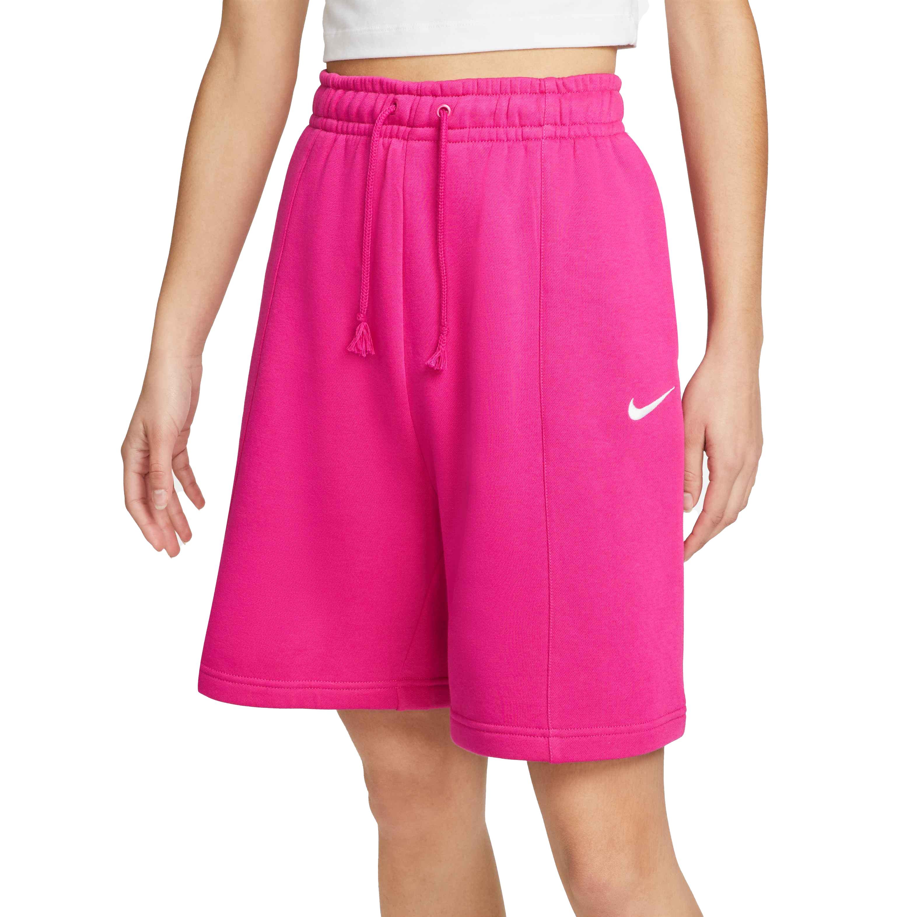 Nike Women's Sportswear Essential Collection Fleece High-Rise Shorts - PINK Thumbnail View 2