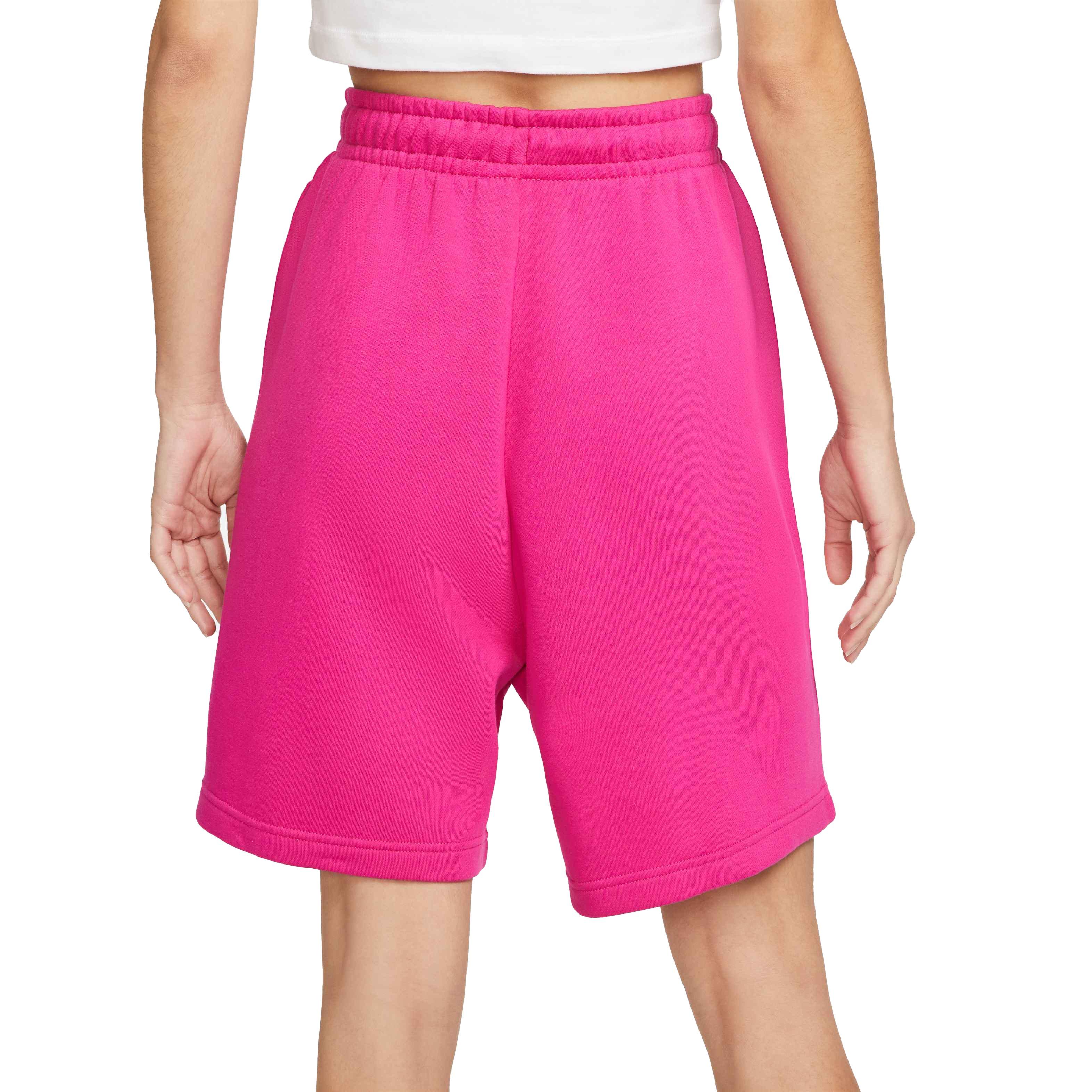 Nike Women's Sportswear Essential Collection Fleece High-Rise Shorts - PINK Thumbnail View 3