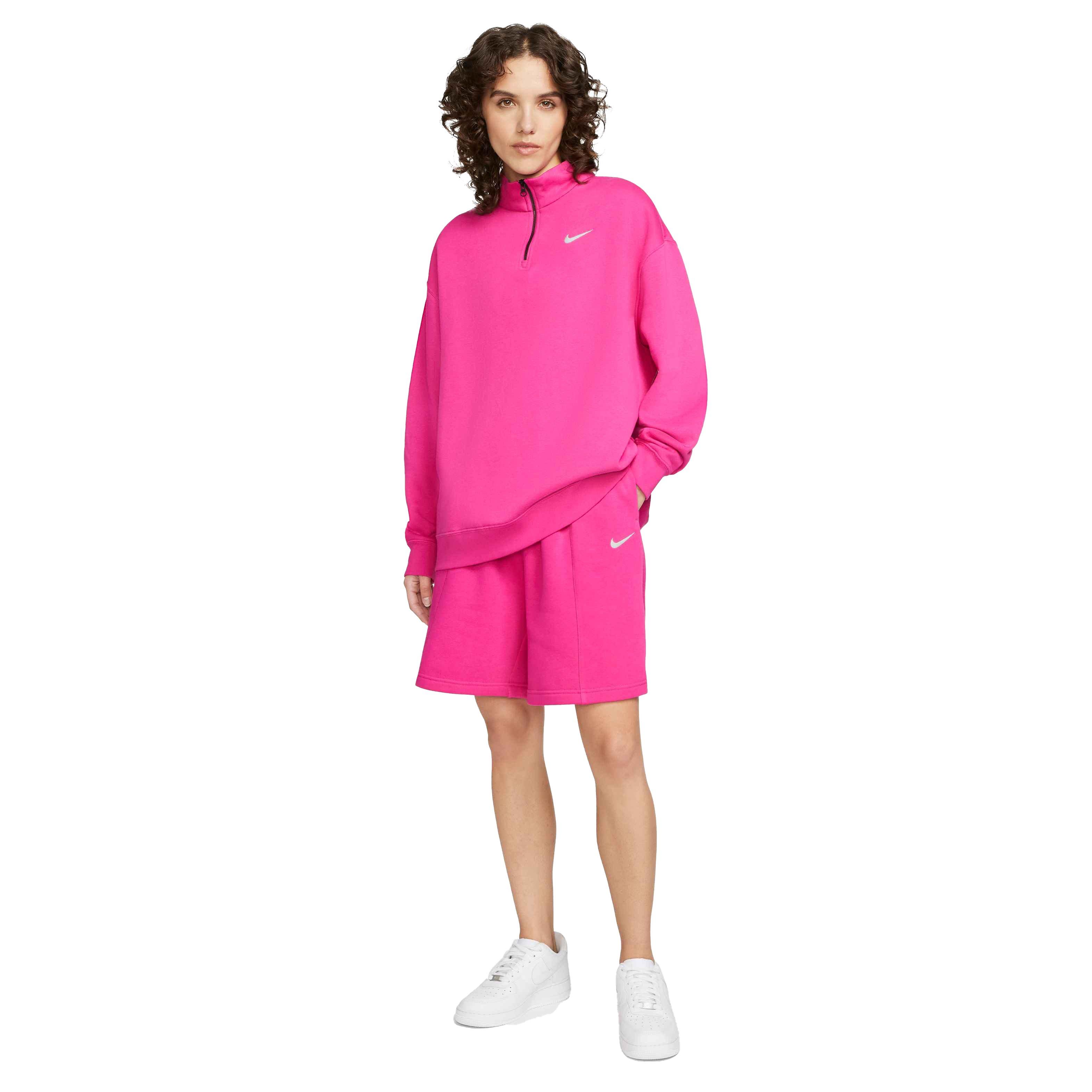 Nike Women's Sportswear Essential Collection Fleece High-Rise Shorts - PINK Thumbnail View 5