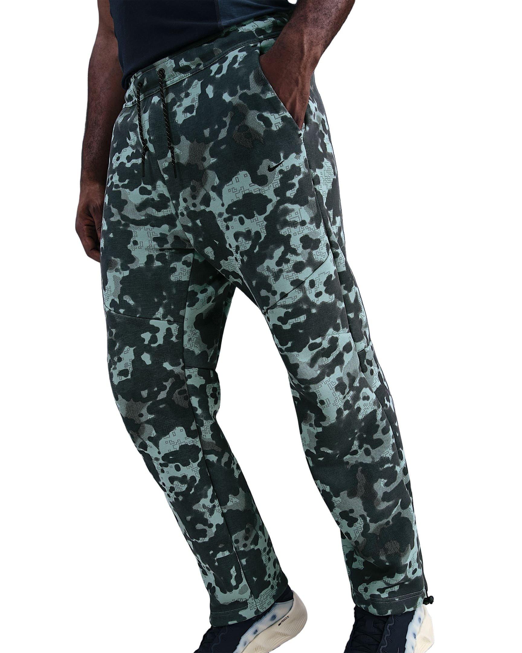 Nike Men's Tech Open-Hem Fleece Camo Pants - Green - GREEN Thumbnail View 3