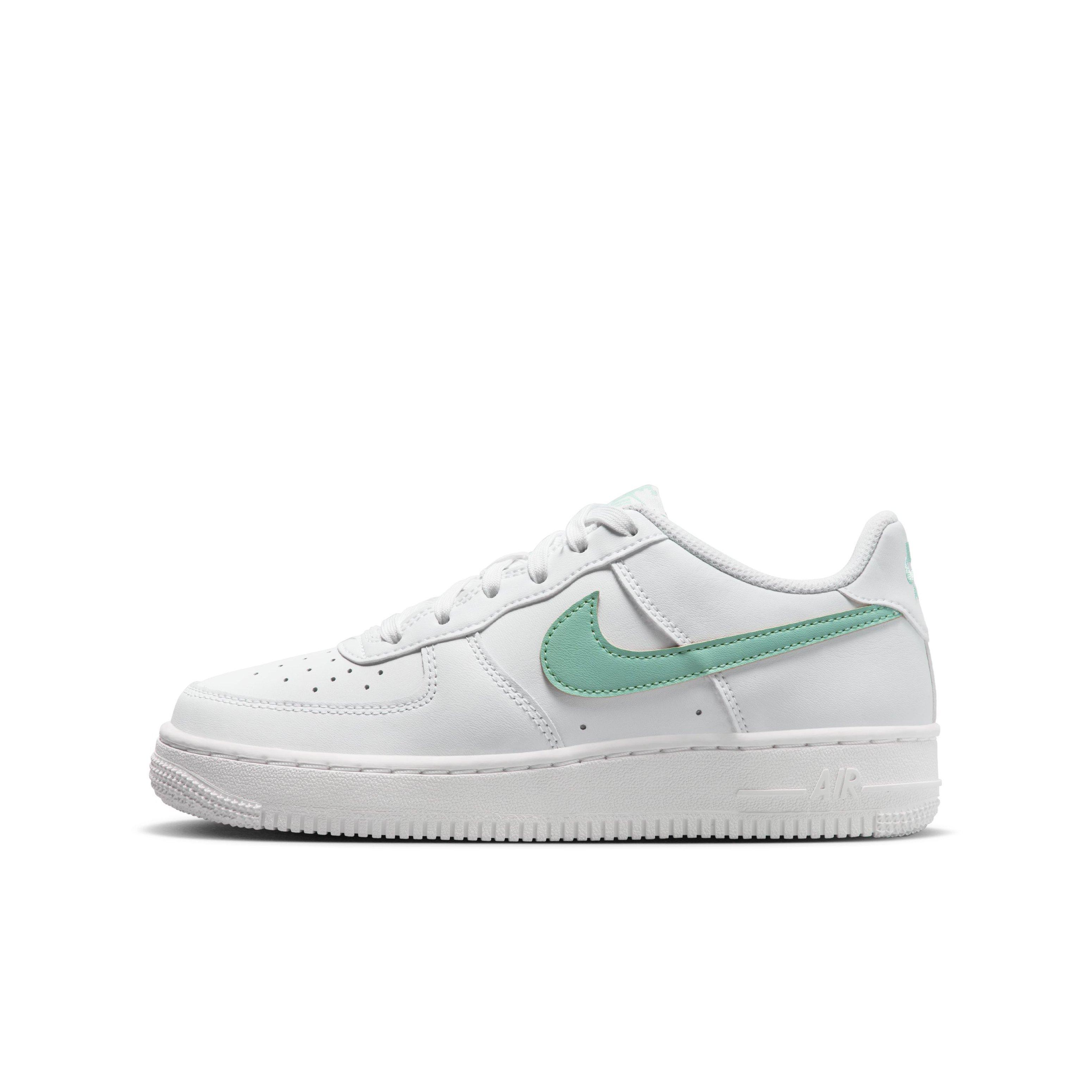 Nike Air Force 1 "Summit White/Emerald Rise" Grade School Kids' Shoe - WHITE/EMERALD Thumbnail View 2