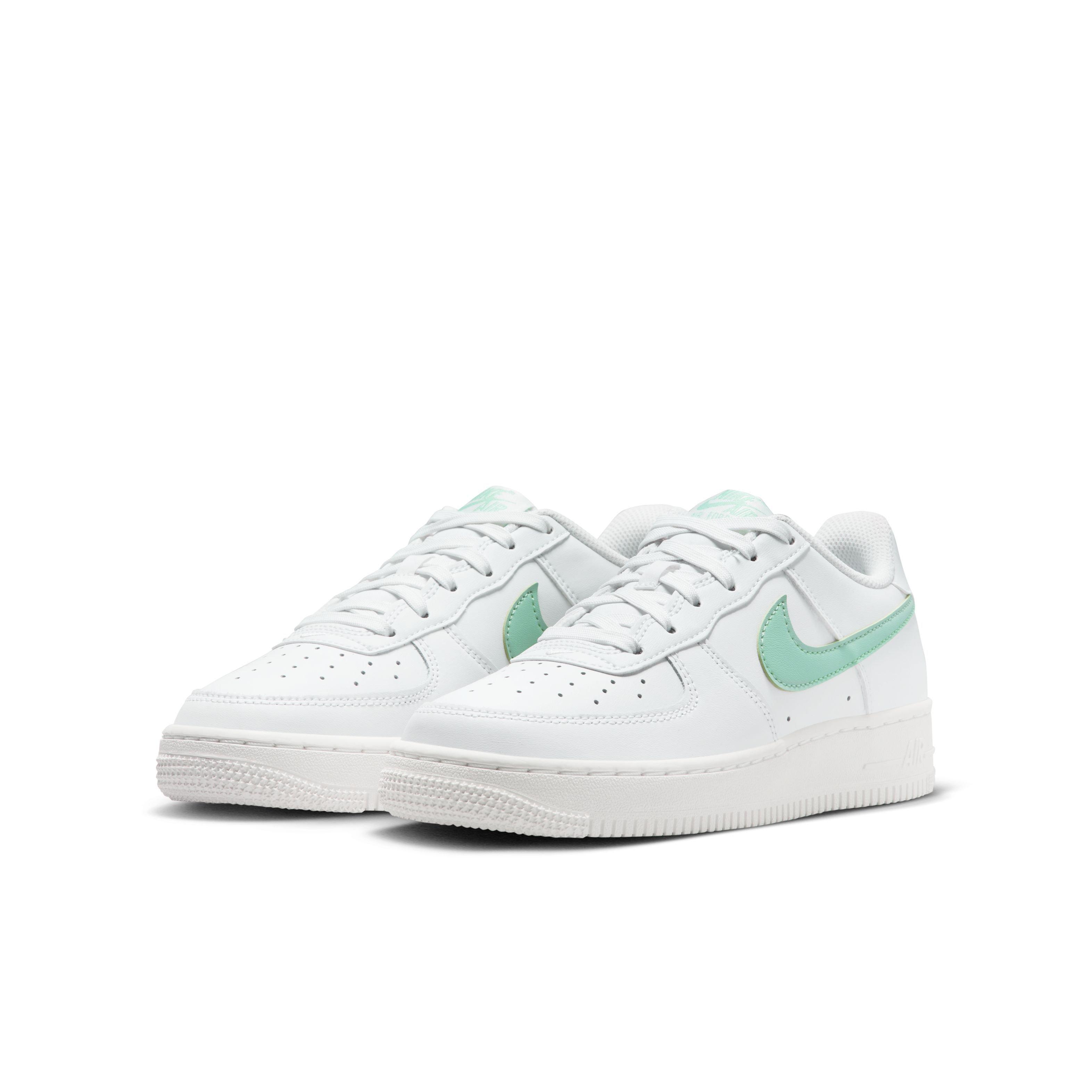 Nike Air Force 1 "Summit White/Emerald Rise" Grade School Kids' Shoe - WHITE/EMERALD Thumbnail View 3