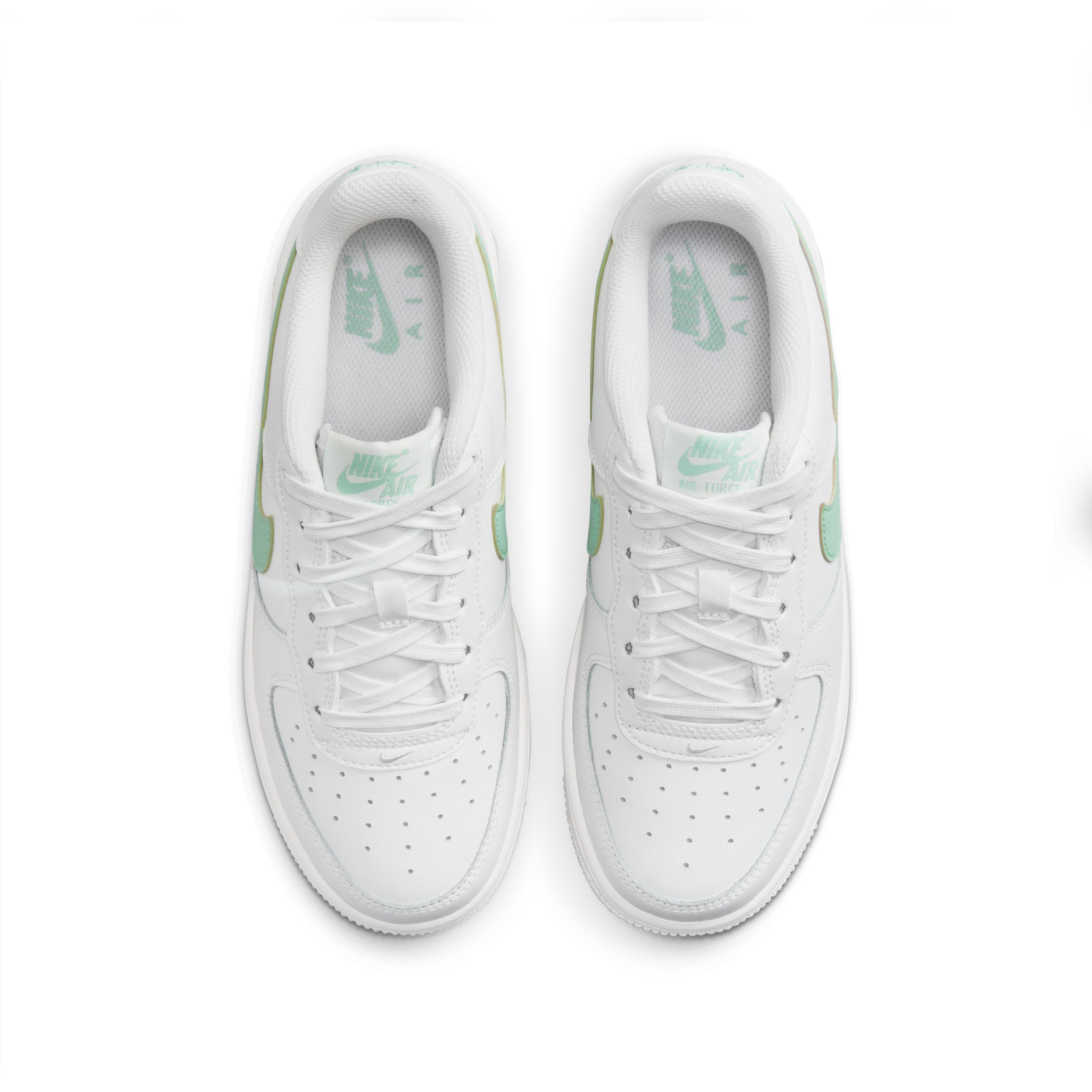 Nike Air Force 1 "Summit White/Emerald Rise" Grade School Kids' Shoe - WHITE/EMERALD Thumbnail View 4