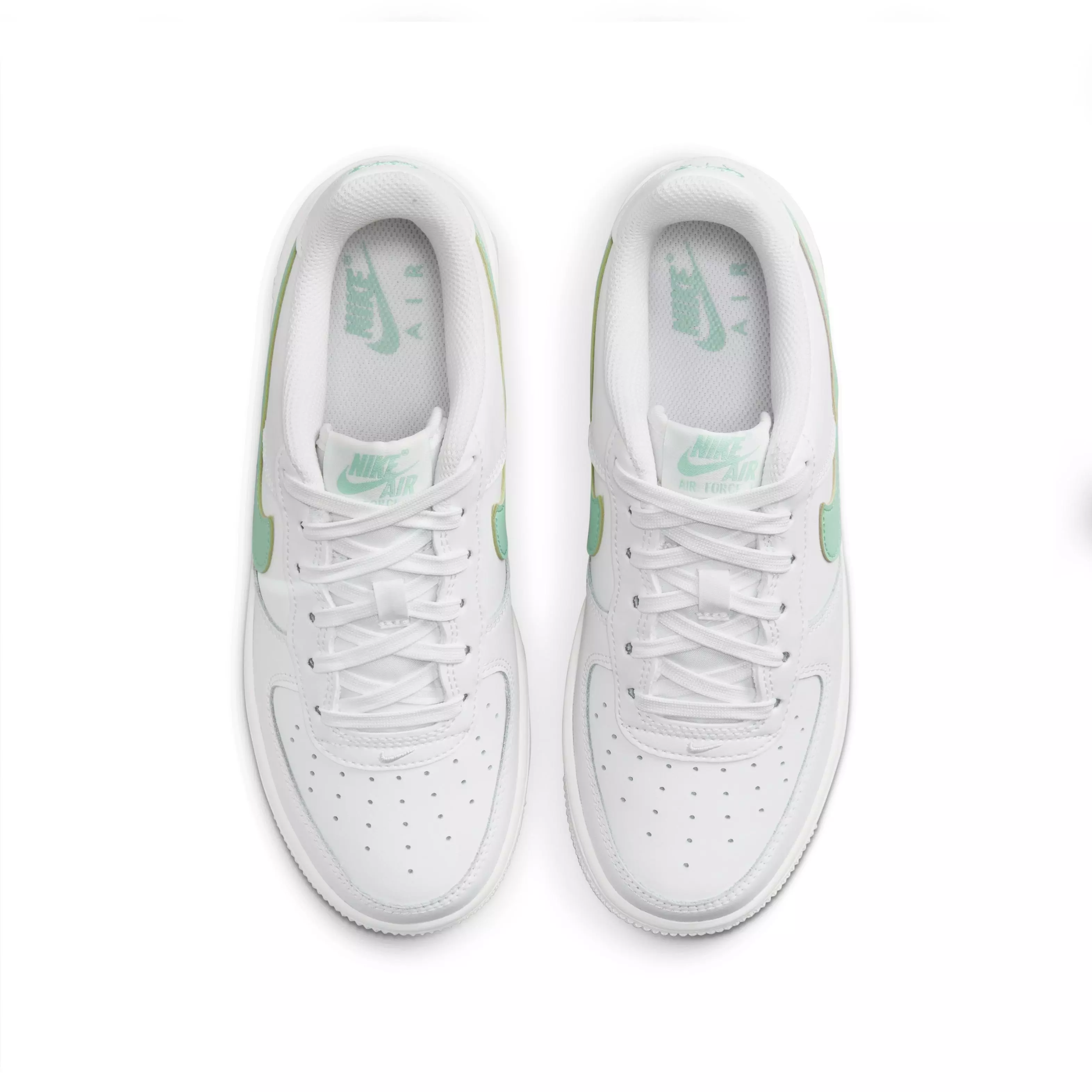 Nike Air Force 1 "Summit White/Emerald Rise" Grade School Kids' Shoe - WHITE/EMERALD