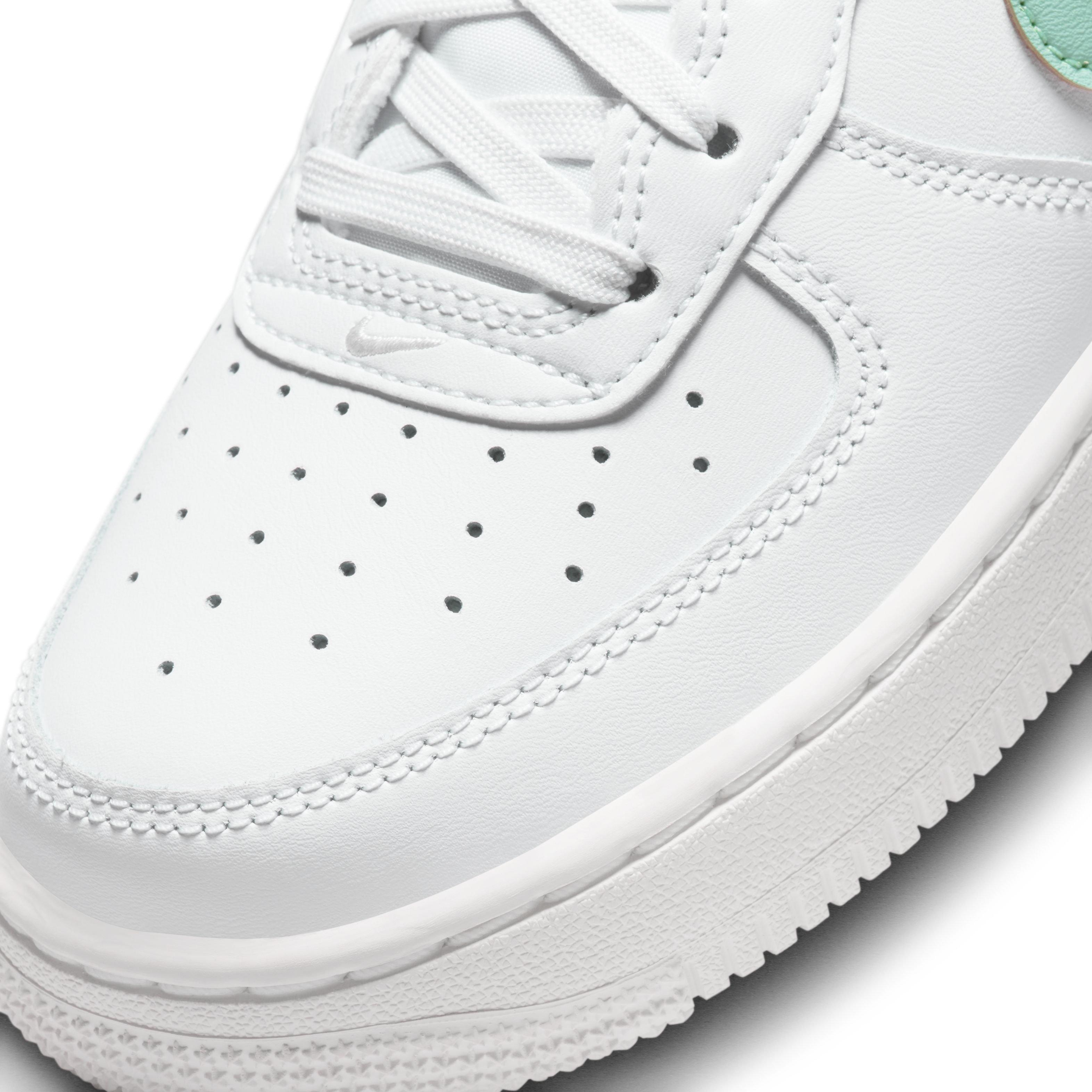 Nike Air Force 1 "Summit White/Emerald Rise" Grade School Kids' Shoe - WHITE/EMERALD Thumbnail View 7
