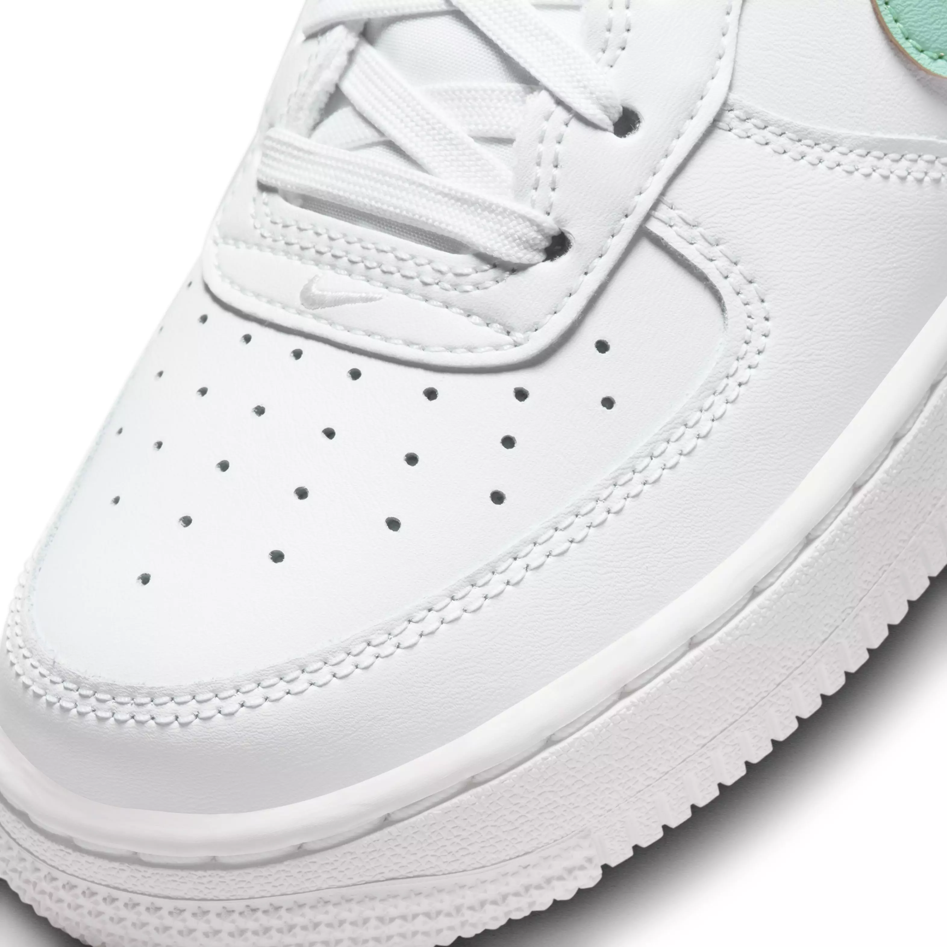 Nike Air Force 1 "Summit White/Emerald Rise" Grade School Kids' Shoe - WHITE/EMERALD