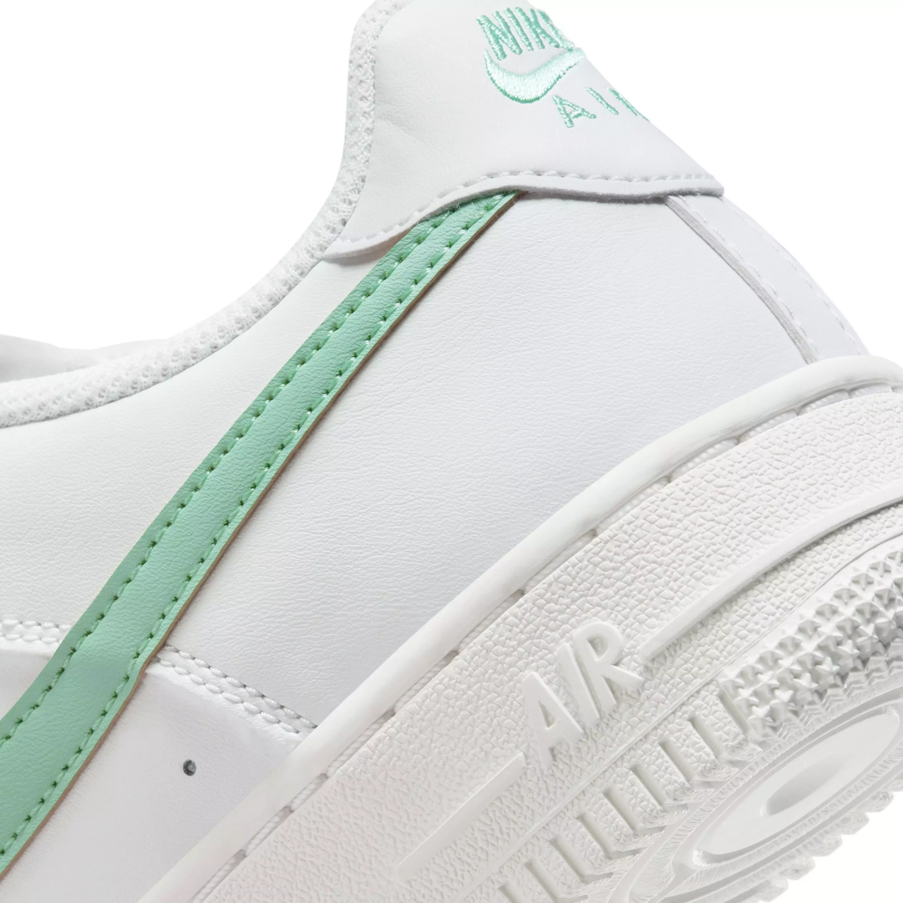 Nike Air Force 1 "Summit White/Emerald Rise" Grade School Kids' Shoe - WHITE/EMERALD
