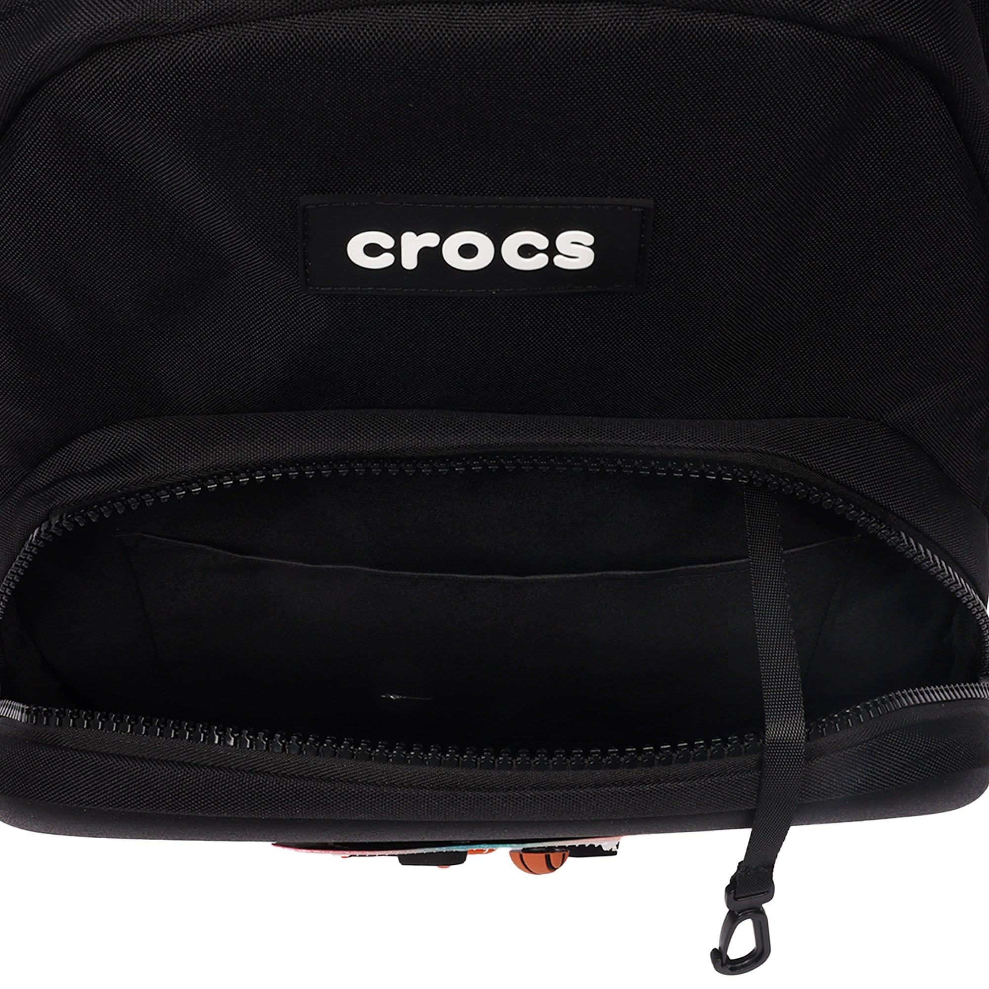 Crocs Back to School Customizable Backpack with EVA Front Pocket and Sports Jibbitz Charms - Black - BLACK