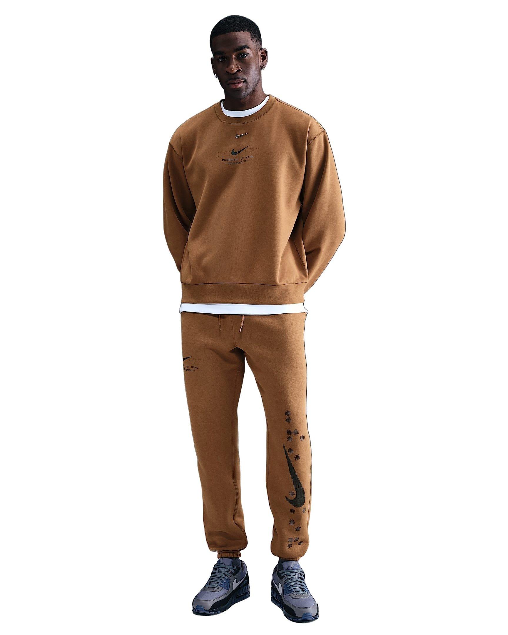 Nike Men's Sportswear Club Cuffed Fleece Pants - BROWN Thumbnail View 1