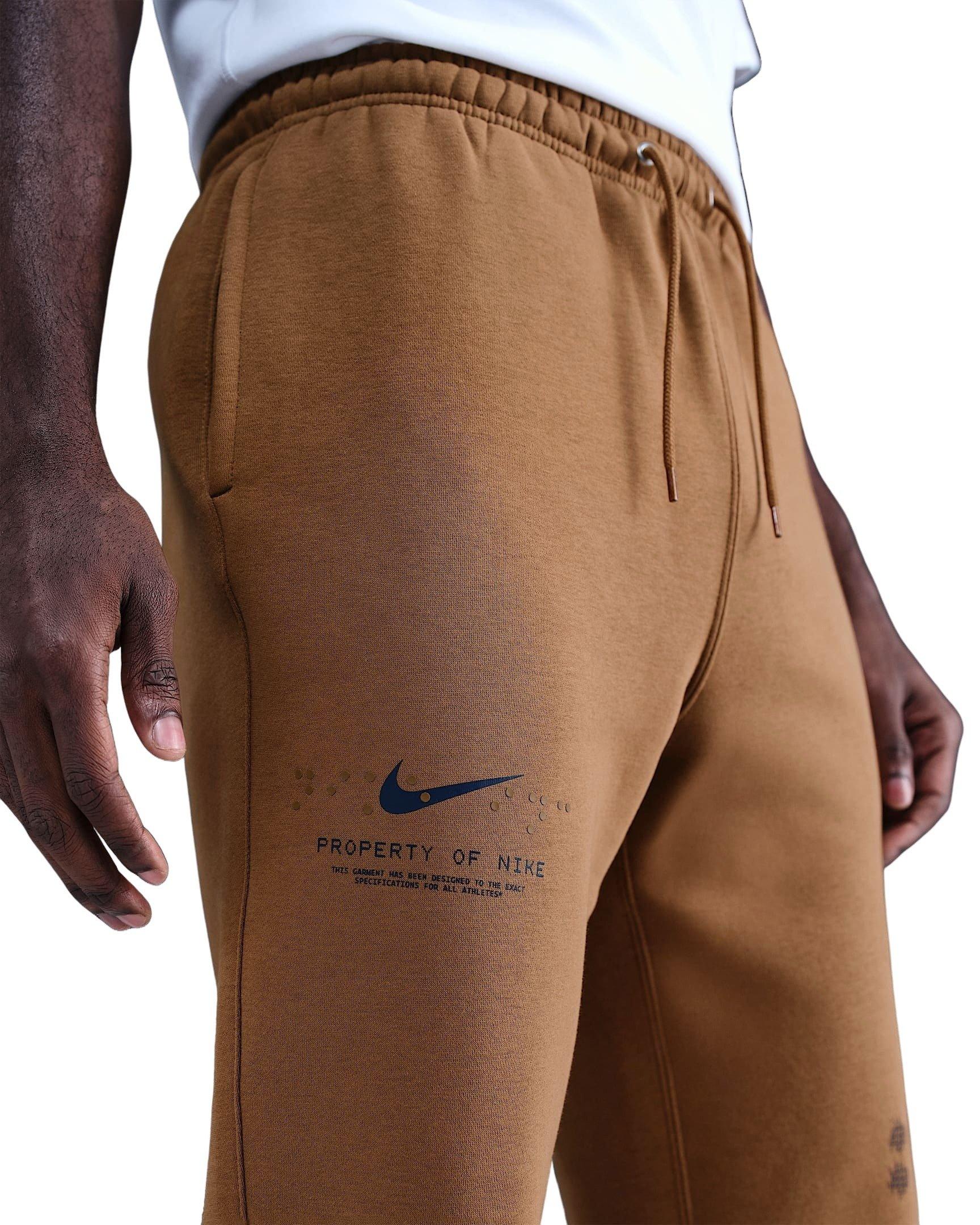 Nike Men's Sportswear Club Cuffed Fleece Pants - BROWN Thumbnail View 3
