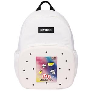 Crocs Back to School Customizable Backpack with EVA Front Pocket and Sports Jibbitz Charms - White - WHITE