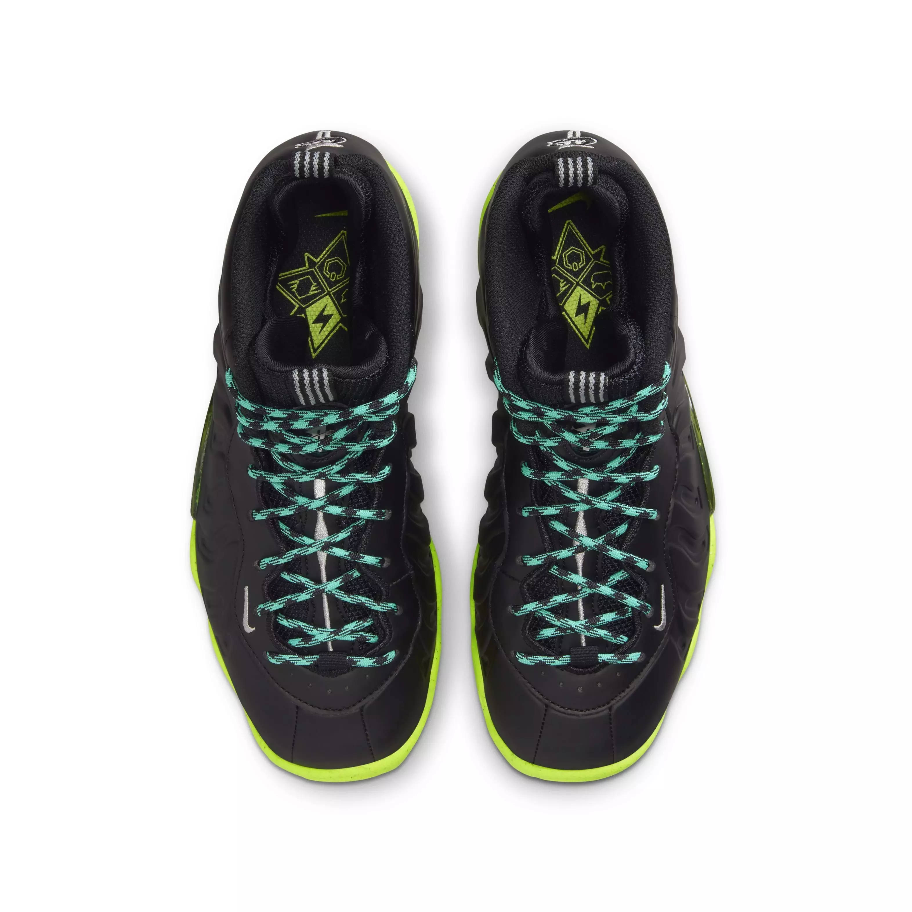 Nike Little Posite One "Black/Metallic Silver/Volt/Clear Jade" Grade School Boys' Shoe - BLACK/VOLT