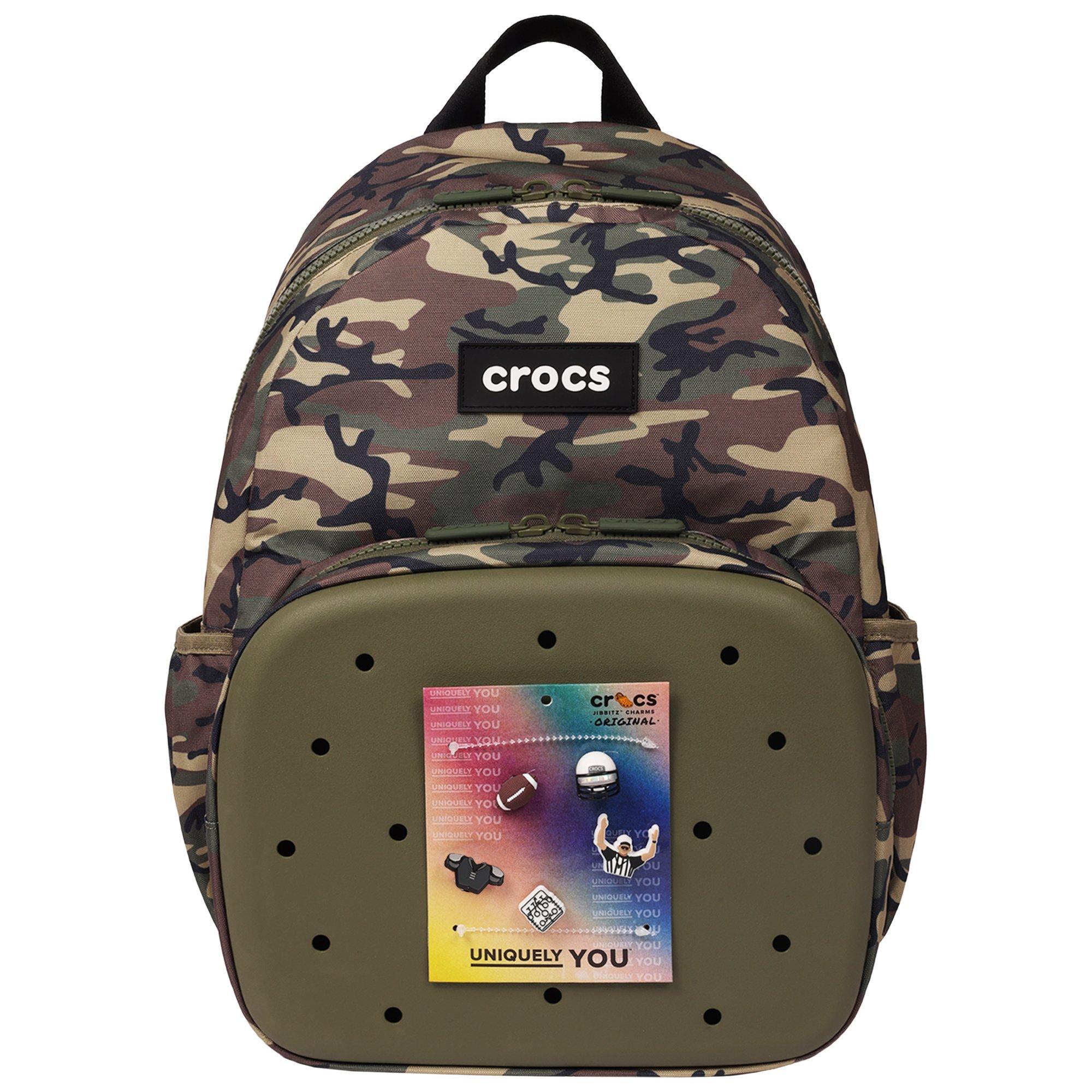 Crocs Back to School Customizable Backpack with EVA Front Pocket and Football Jibbitz Charms - Camo - CAMOUFLAGE