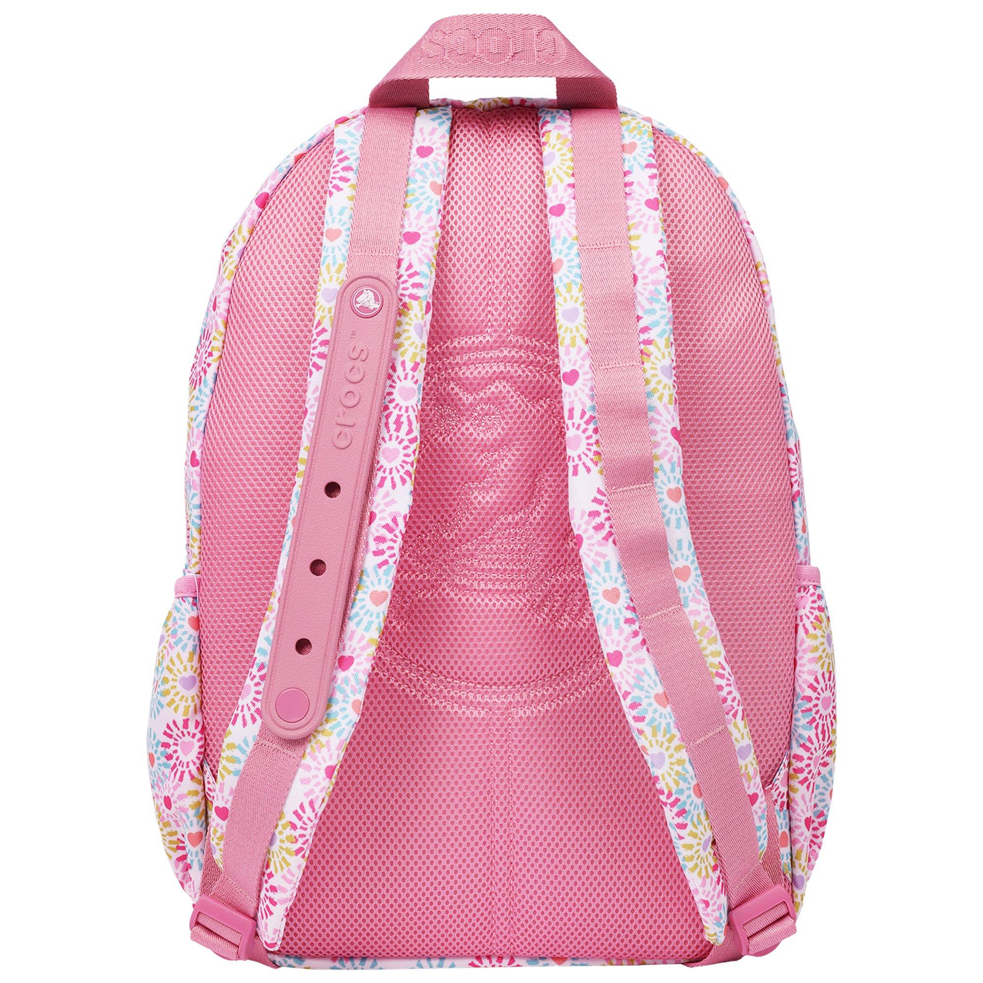 Crocs Back to School Customizable Backpack with EVA Front Pocket and Floral Jibbitz Charms - Rose - ROSE